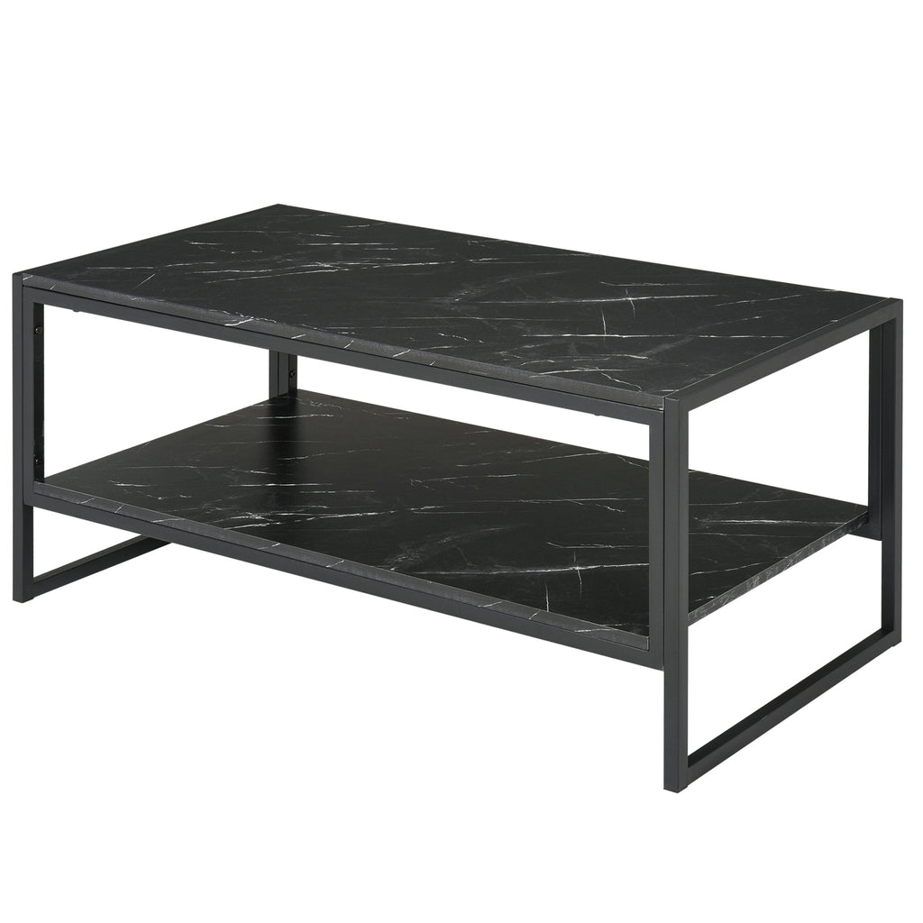 Easycomfort Tavolino da Caffè black Effetto Marmo with Ripiano Inferiore, per Soggiorno o Ufficio, 106x50x45cm