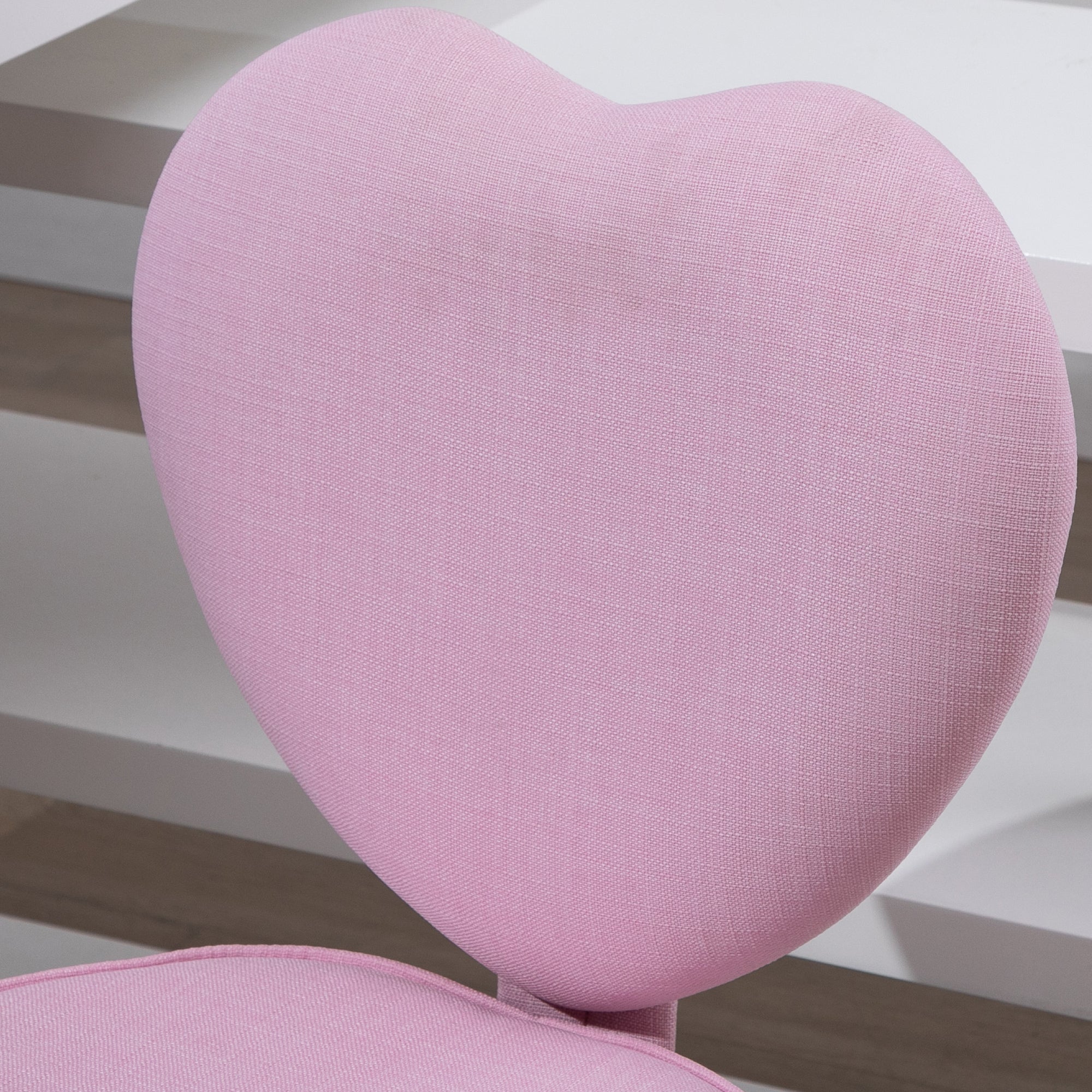 Easycomfort Sedia per Scrivania a Forma di Cuore with 5 Rotelle e Altezza Regolabile in Tessuto Rosa, 40x50x79-89cm