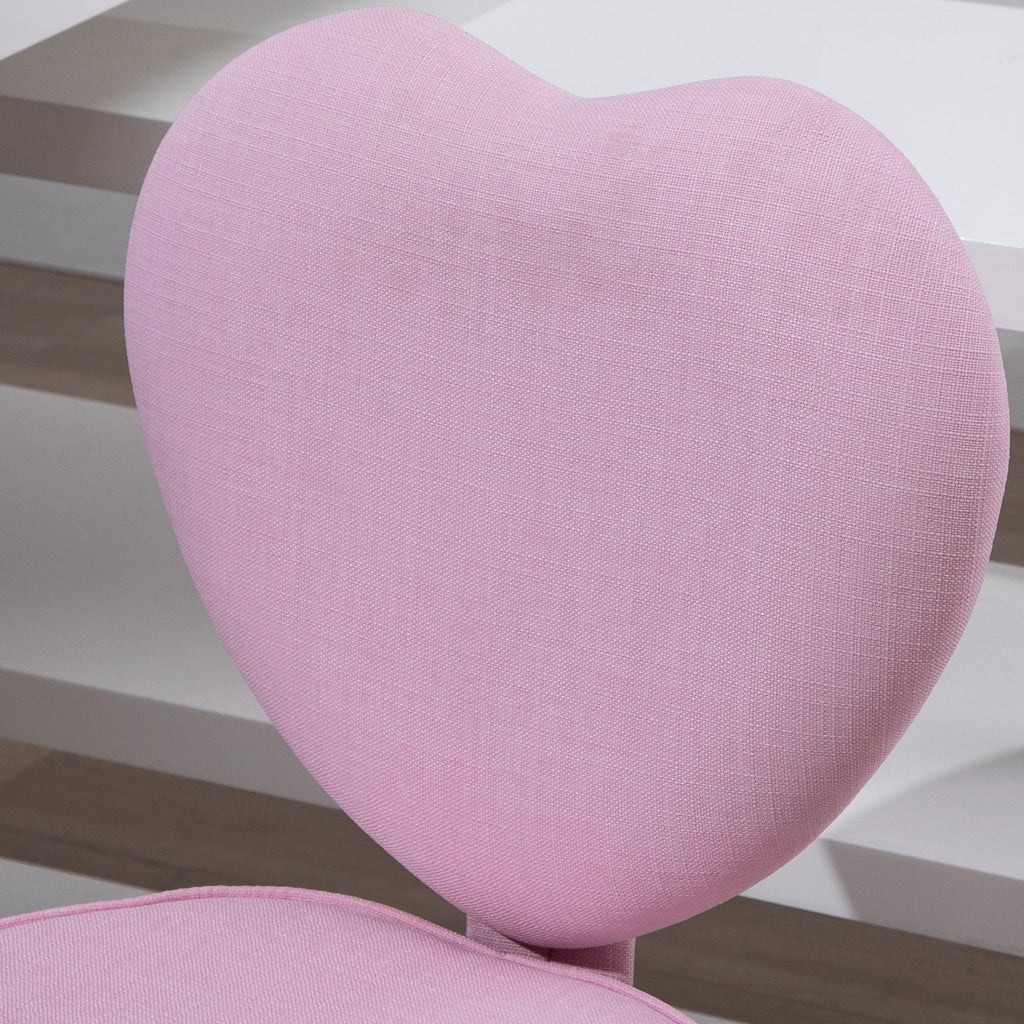 Easycomfort Sedia per Scrivania a Forma di Cuore with 5 Rotelle e Altezza Regolabile in Tessuto Rosa, 40x50x79-89cm