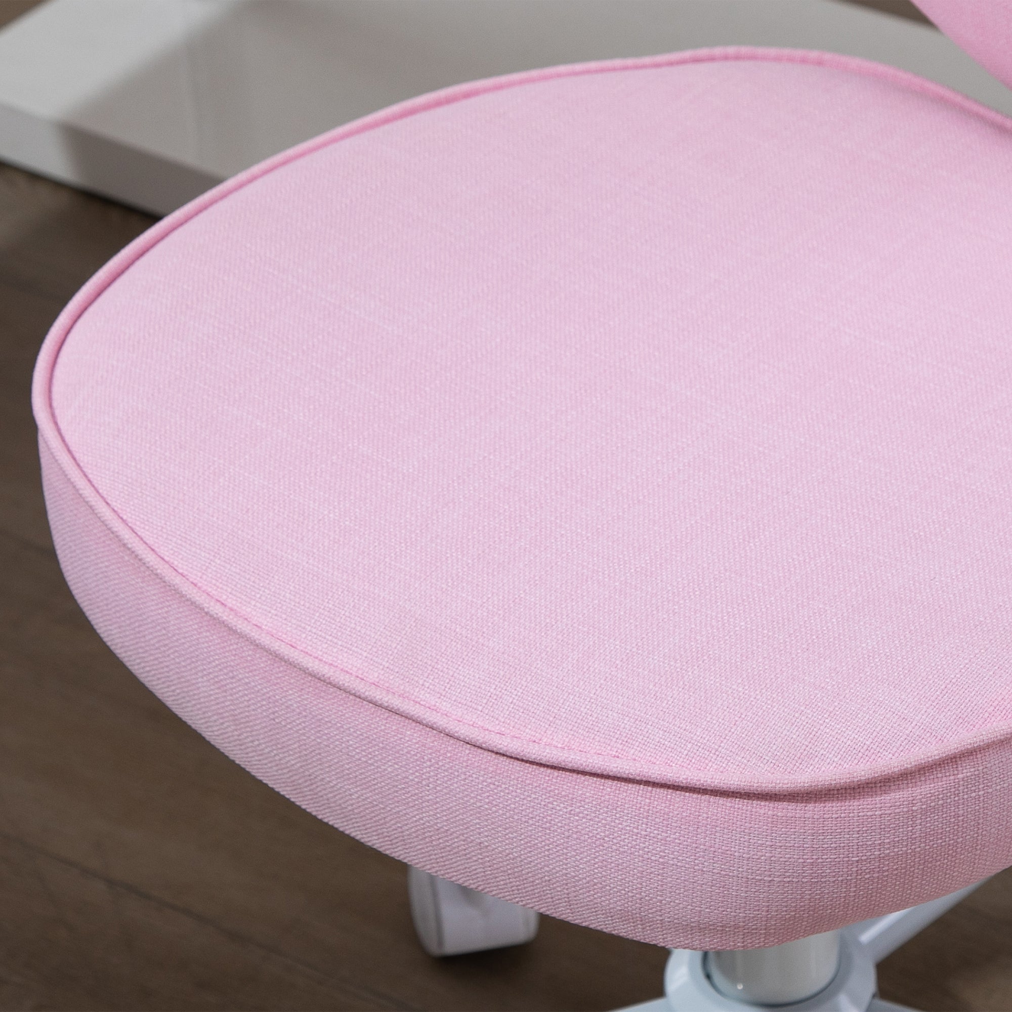 Easycomfort Sedia per Scrivania a Forma di Cuore with 5 Rotelle e Altezza Regolabile in Tessuto Rosa, 40x50x79-89cm
