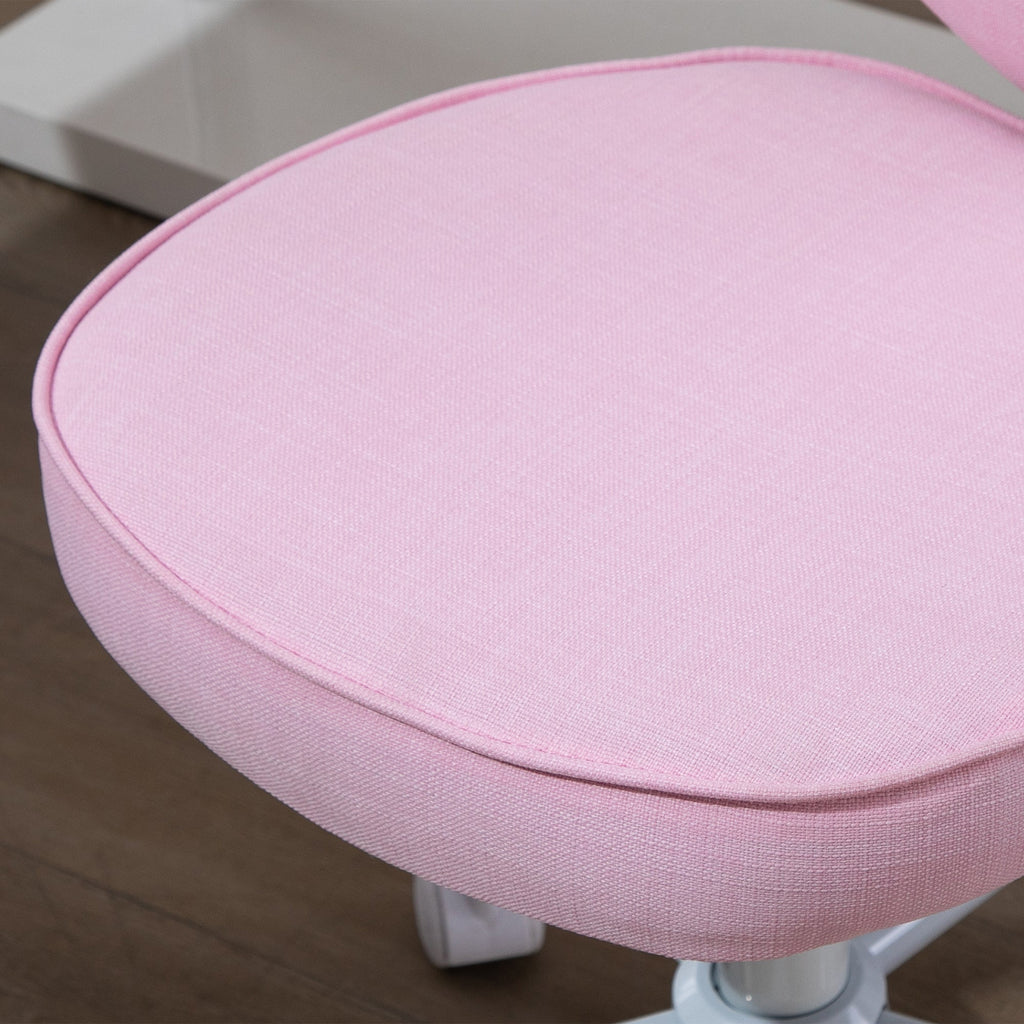 Easycomfort Sedia per Scrivania a Forma di Cuore with 5 Rotelle e Altezza Regolabile in Tessuto Rosa, 40x50x79-89cm