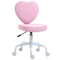 Easycomfort Sedia per Scrivania a Forma di Cuore with 5 Rotelle e Altezza Regolabile in Tessuto Rosa, 40x50x79-89cm