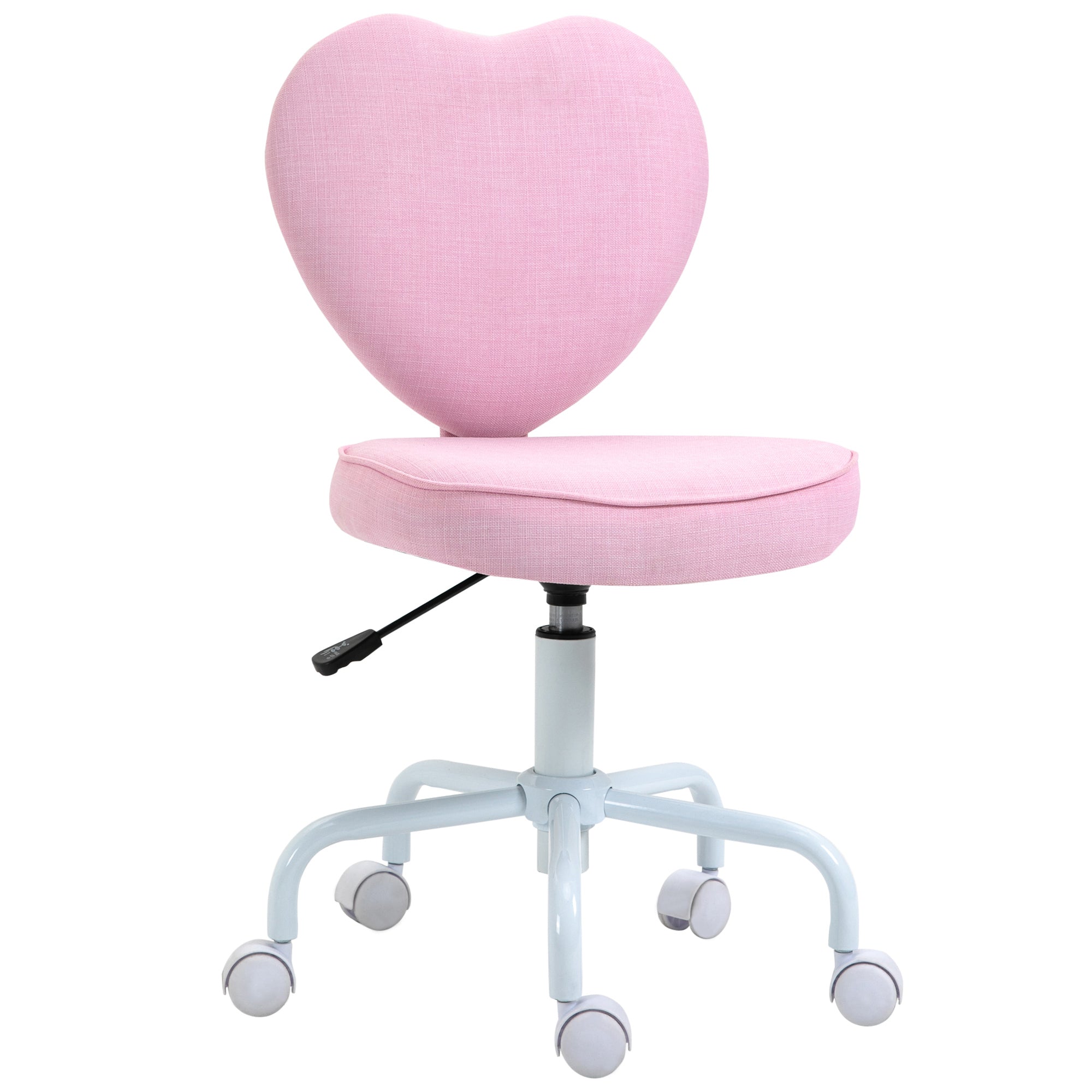 Easycomfort Sedia per Scrivania a Forma di Cuore with 5 Rotelle e Altezza Regolabile in Tessuto Rosa, 40x50x79-89cm