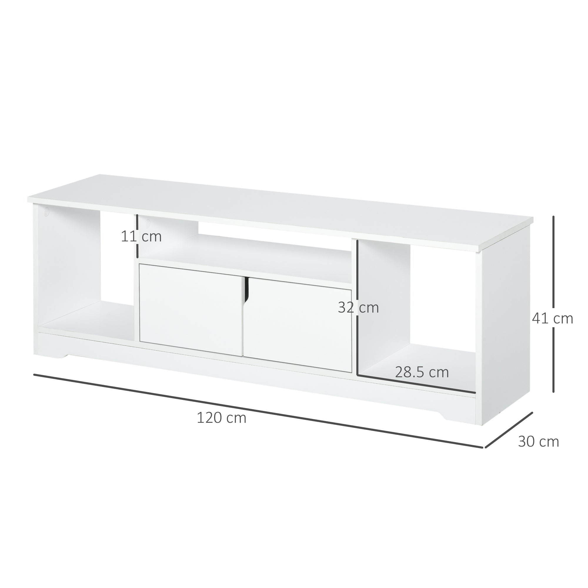 Easycomfort Mobile Porta TV Fino a 42" with Armadietto e Ripiani Aperti in Legno, 120x30x41cm