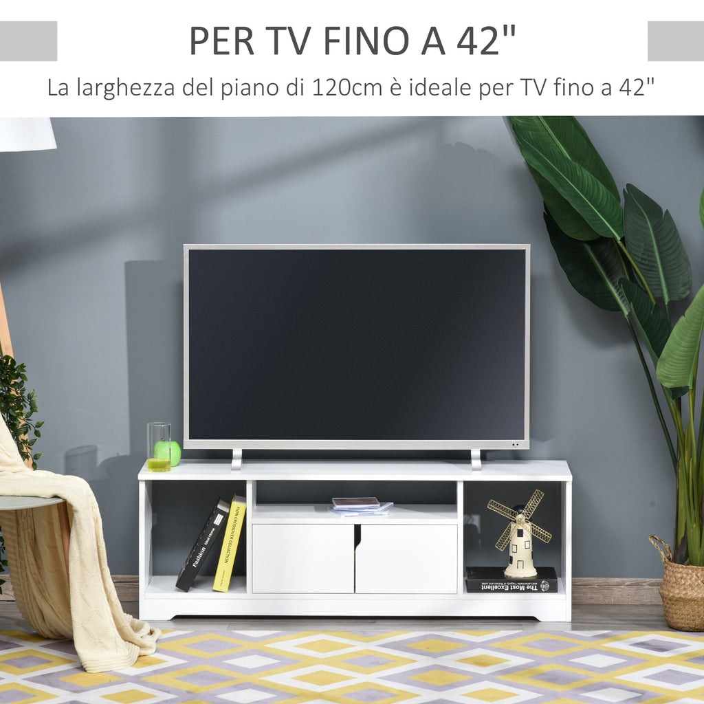 Easycomfort Mobile Porta TV Fino a 42" with Armadietto e Ripiani Aperti in Legno, 120x30x41cm