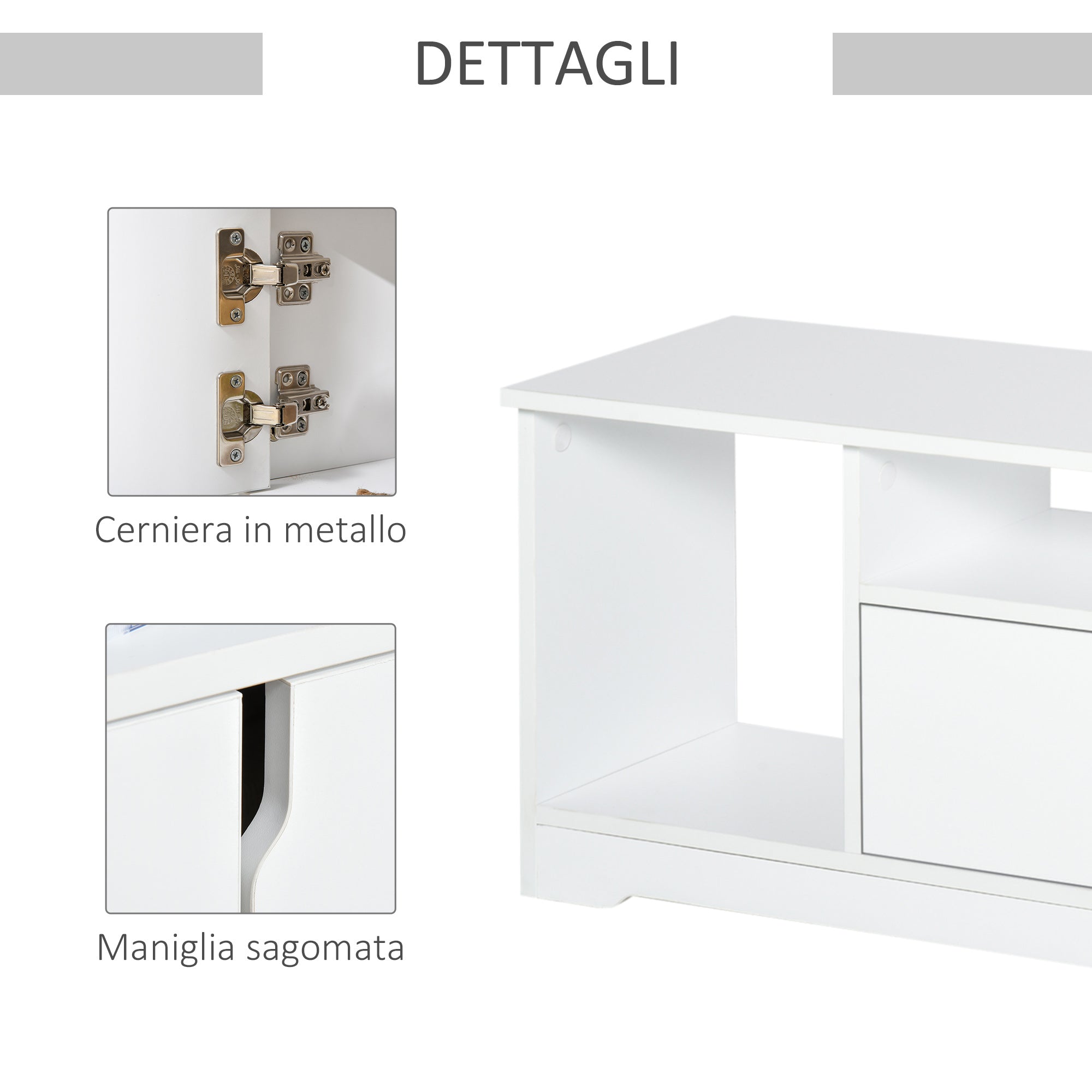 Easycomfort Mobile Porta TV Fino a 42" with Armadietto e Ripiani Aperti in Legno, 120x30x41cm
