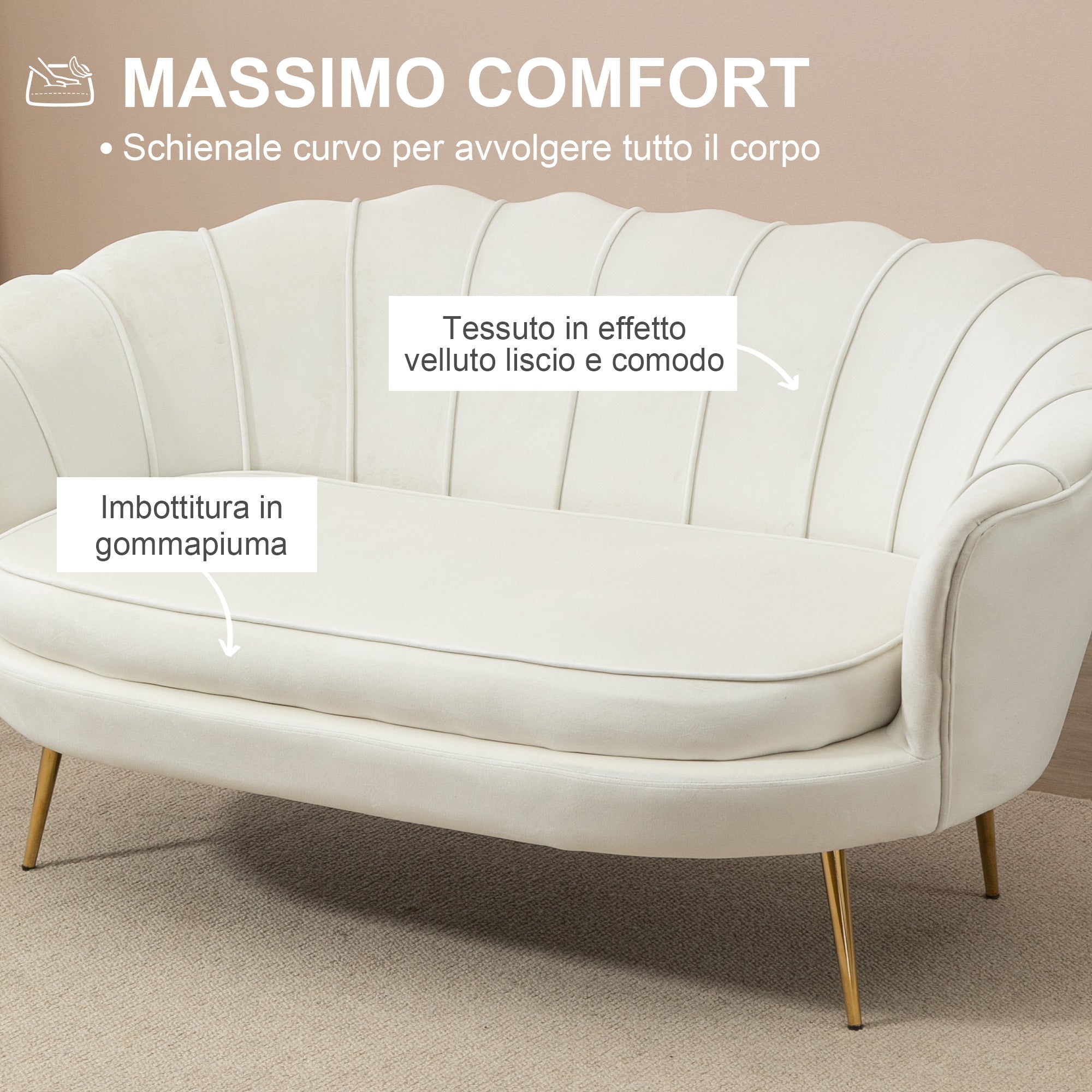 EasyComfort Vintage 2-zits bank velours 130x77x77 cm