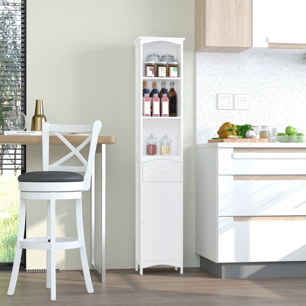 Easycomfort Mobiletto a Colonna Bagno Salvaspazio in MDF white, Armadietto Bagno Multifunzione per Camera with 3 Ripiani 34x24x170cm