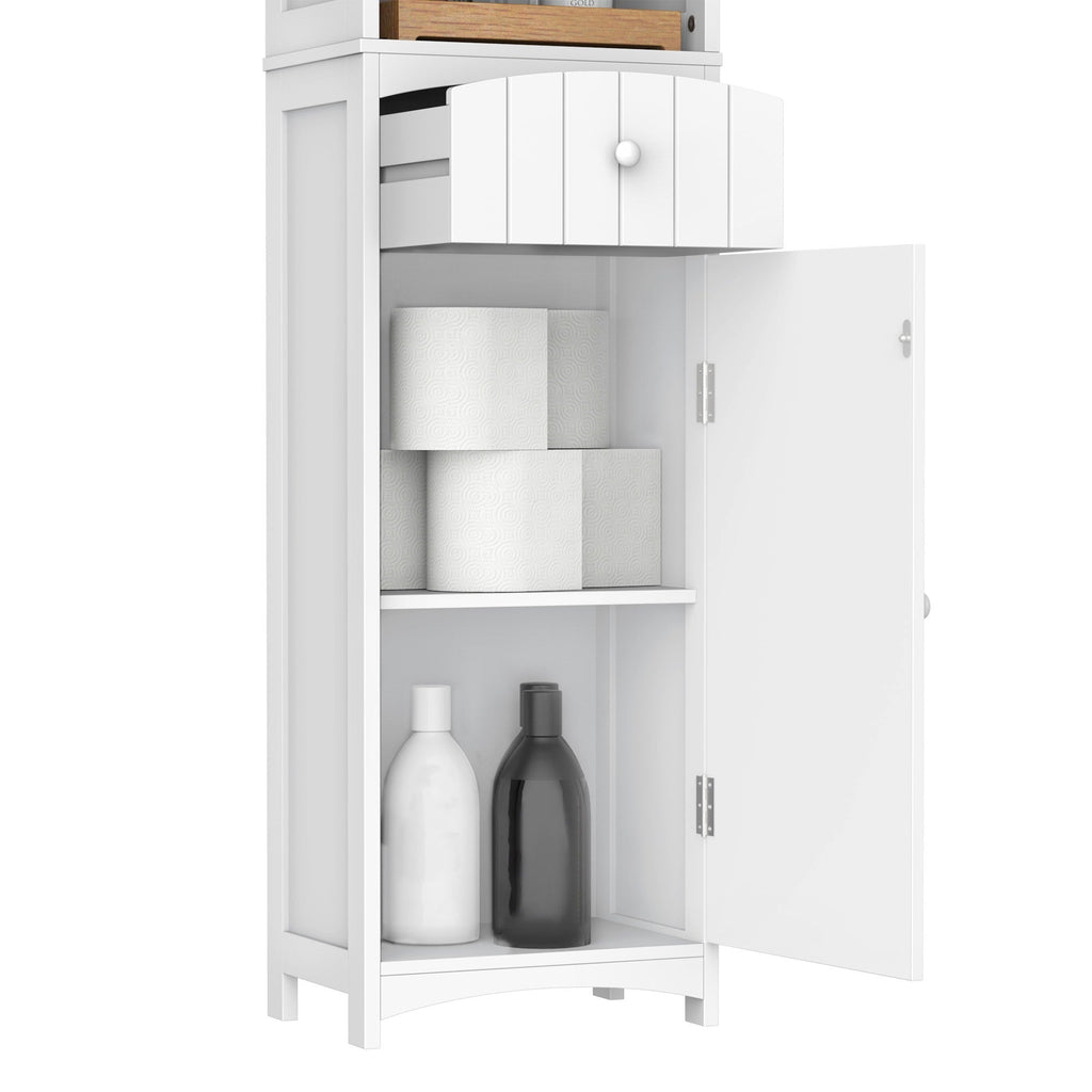 Easycomfort Mobiletto a Colonna Bagno Salvaspazio in MDF white, Armadietto Bagno Multifunzione per Camera with 3 Ripiani 34x24x170cm