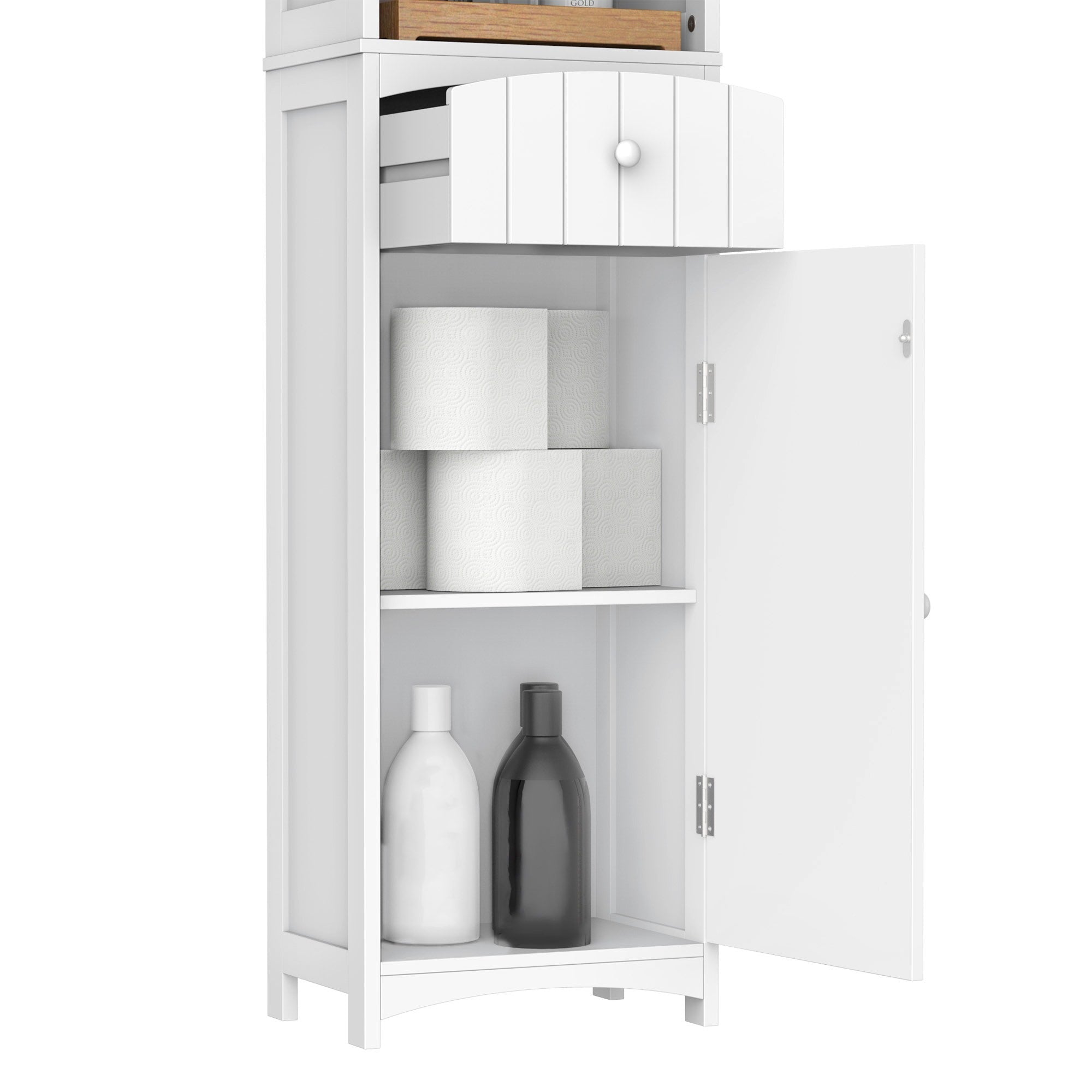 Easycomfort Mobiletto a Colonna Bagno Salvaspazio in MDF white, Armadietto Bagno Multifunzione per Camera with 3 Ripiani 34x24x170cm
