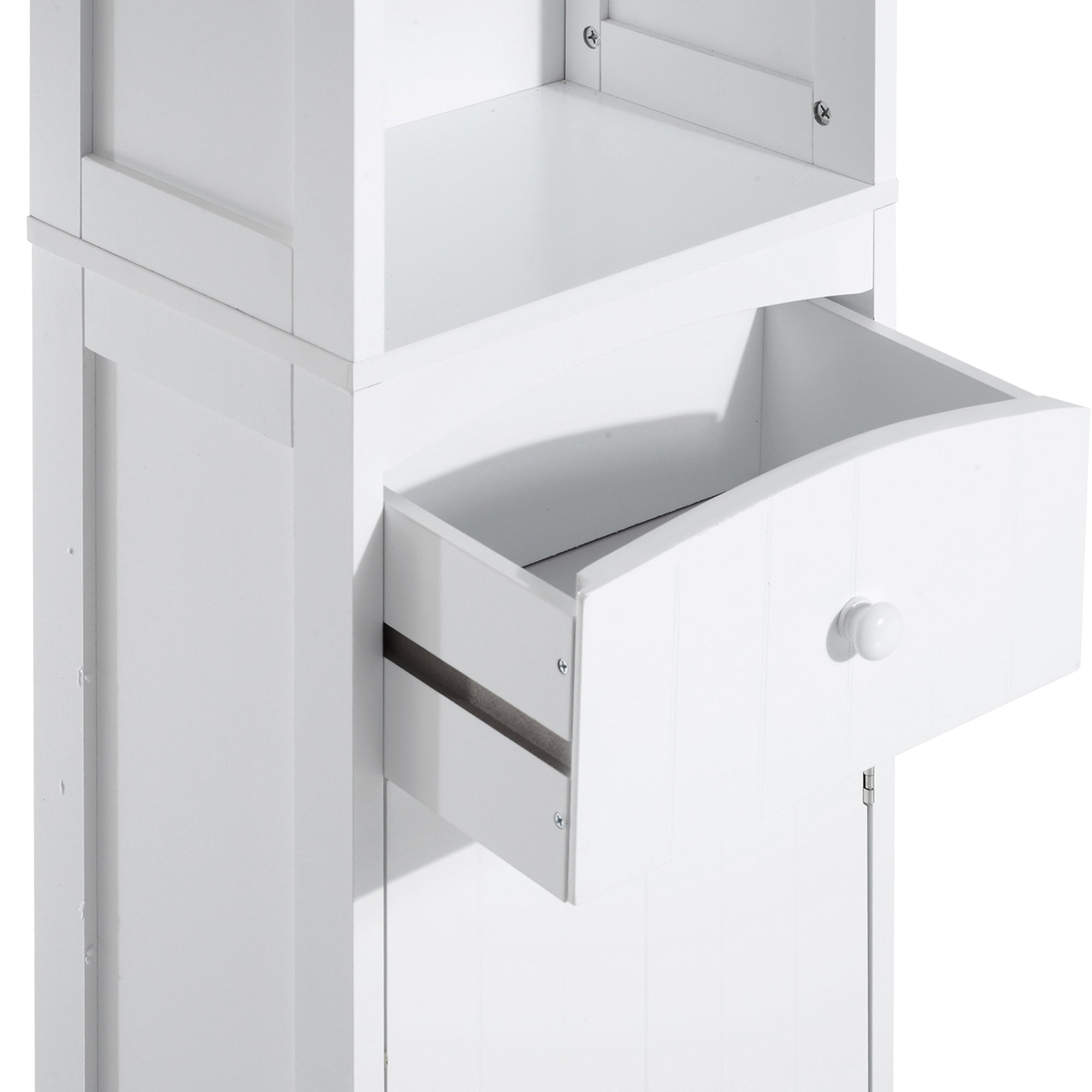 Easycomfort Mobiletto a Colonna Bagno Salvaspazio in MDF white, Armadietto Bagno Multifunzione per Camera with 3 Ripiani 34x24x170cm