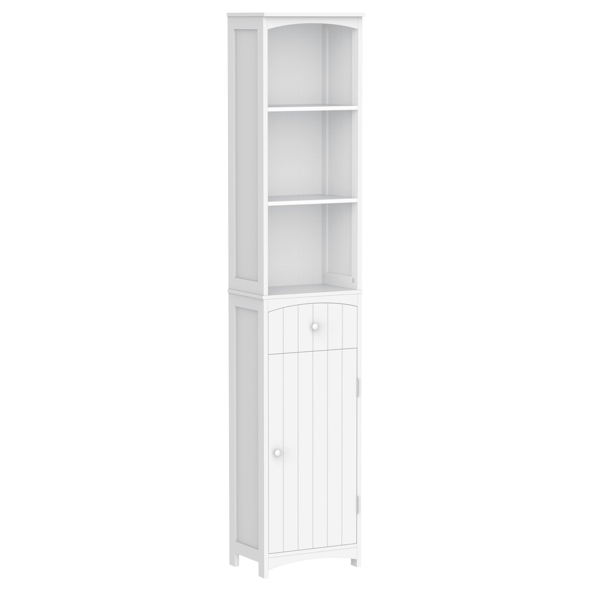 Easycomfort Mobiletto a Colonna Bagno Salvaspazio in MDF white, Armadietto Bagno Multifunzione per Camera with 3 Ripiani 34x24x170cm