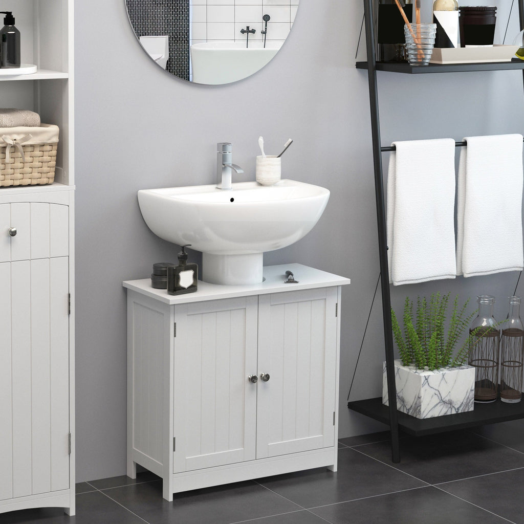 Easycomfort Amardietto Sottolavabo in MDF, Mobiletto Sottolavello white per Bagno Con 2 Ante (60x30x60cm)
