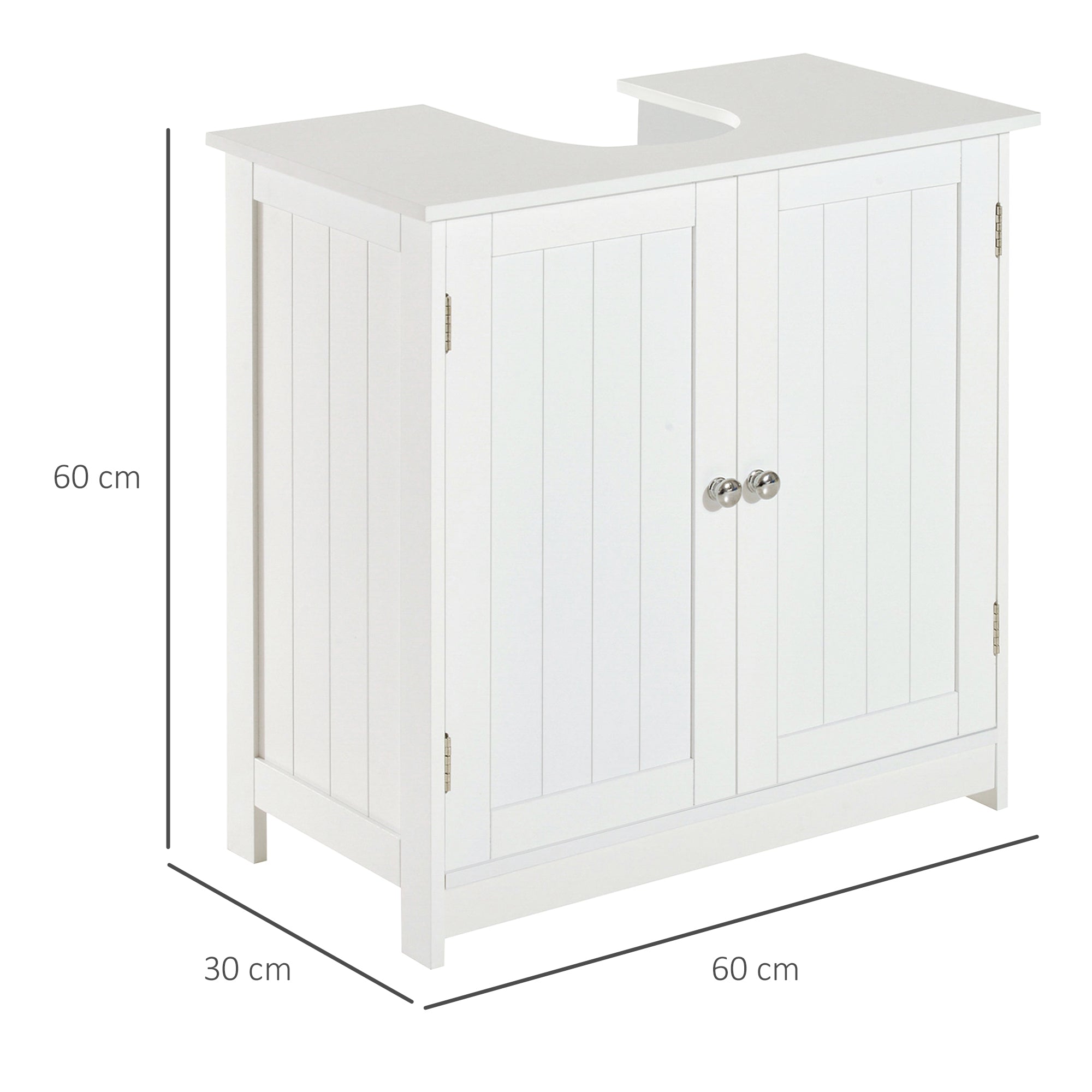 Easycomfort Amardietto Sottolavabo in MDF, Mobiletto Sottolavello white per Bagno Con 2 Ante (60x30x60cm)