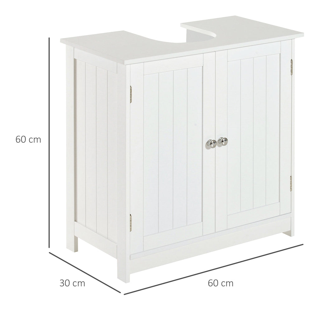 Easycomfort Amardietto Sottolavabo in MDF, Mobiletto Sottolavello white per Bagno Con 2 Ante (60x30x60cm)