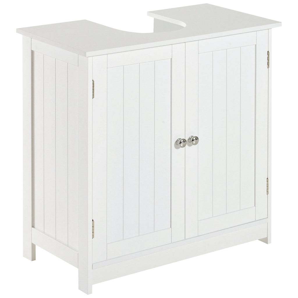 Easycomfort Amardietto Sottolavabo in MDF, Mobiletto Sottolavello white per Bagno Con 2 Ante (60x30x60cm)