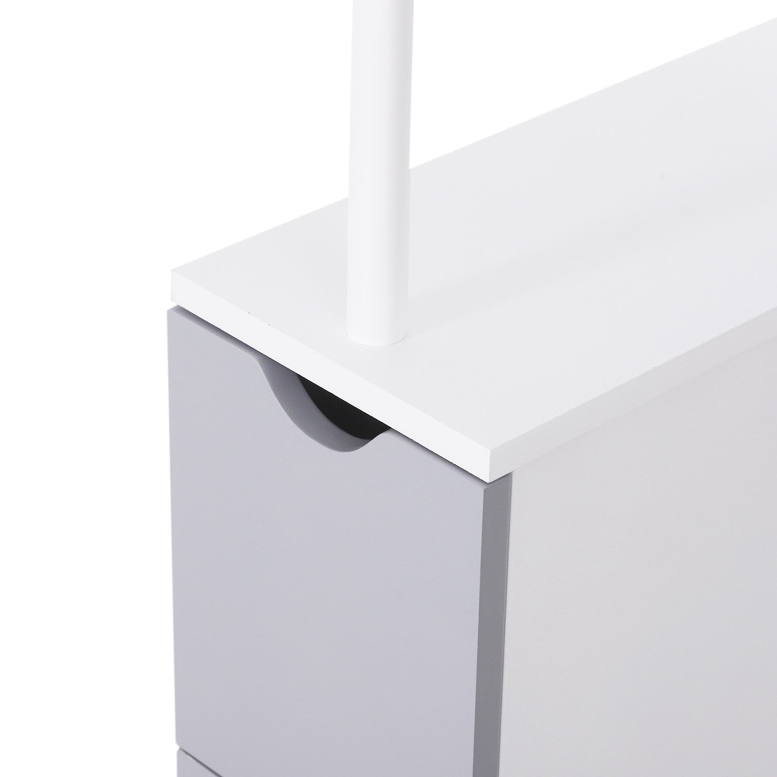 Easycomfort Mobiletto a Colonna Salvaspazio in Legno, Armadietto da Bagno with Ripiani e Armadietti, white, 15x33x136.5cm