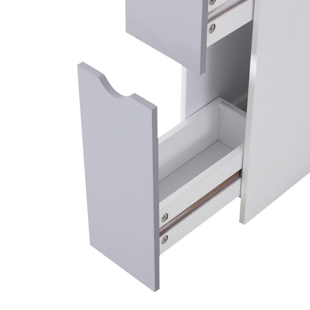 Easycomfort Mobiletto a Colonna Salvaspazio in Legno, Armadietto da Bagno with Ripiani e Armadietti, white, 15x33x136.5cm