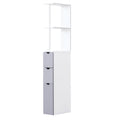 Easycomfort Mobiletto a Colonna Salvaspazio in Legno, Armadietto da Bagno with Ripiani e Armadietti, white, 15x33x136.5cm