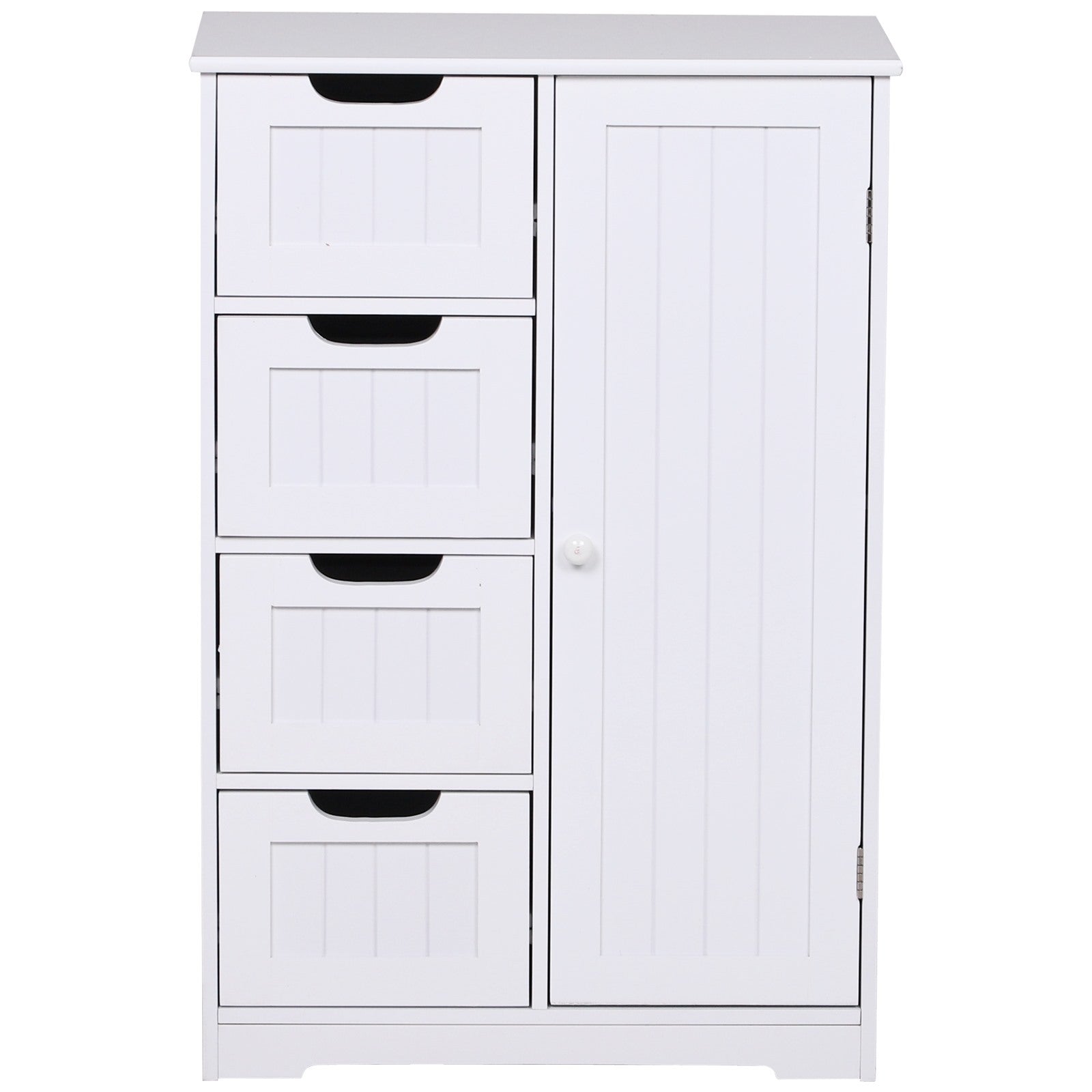 Easycomfort Mobile da Bagno with 4 Cassetti e 1 Armadietto Ripiano Regolabile a 3 Altezze Vernice Ecologica Anti-Ribaltamento in MDF white 56x30x83cm