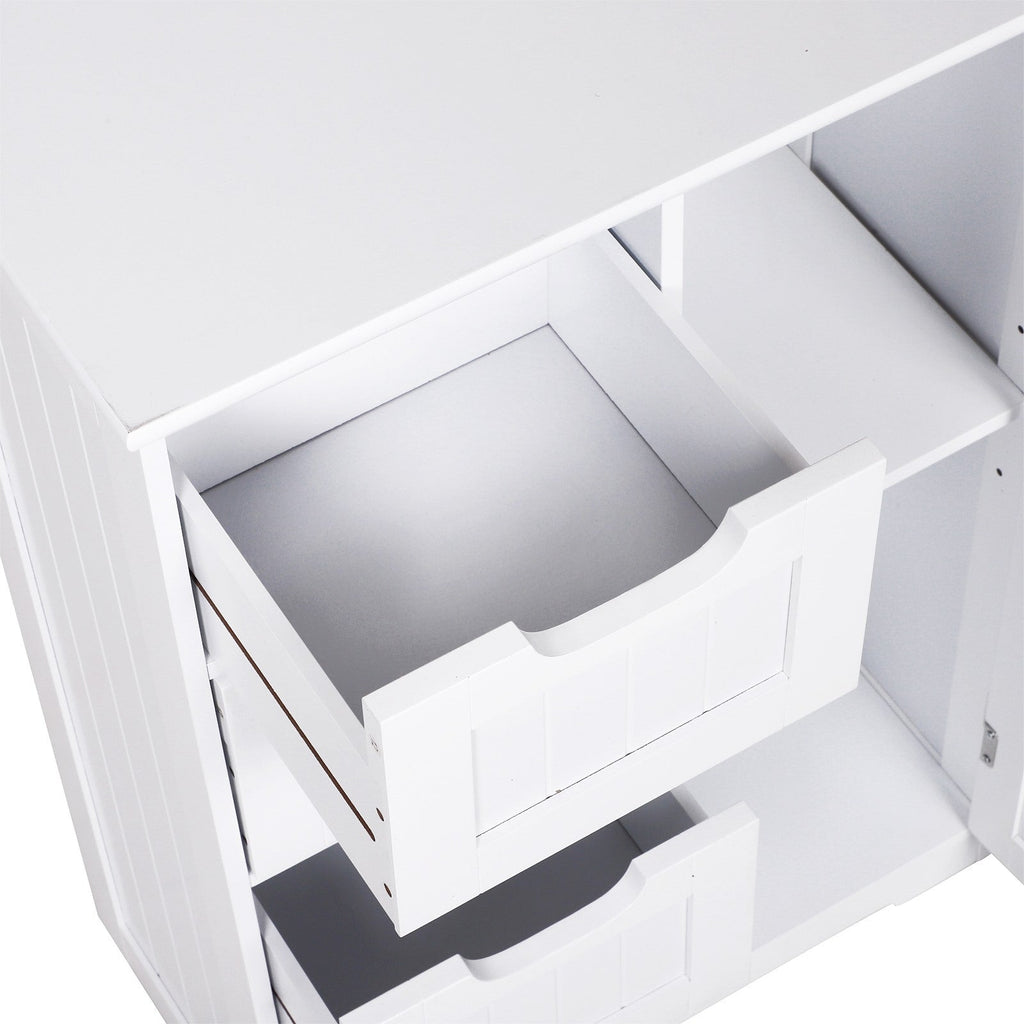 Easycomfort Mobile da Bagno with 4 Cassetti e 1 Armadietto Ripiano Regolabile a 3 Altezze Vernice Ecologica Anti-Ribaltamento in MDF white 56x30x83cm