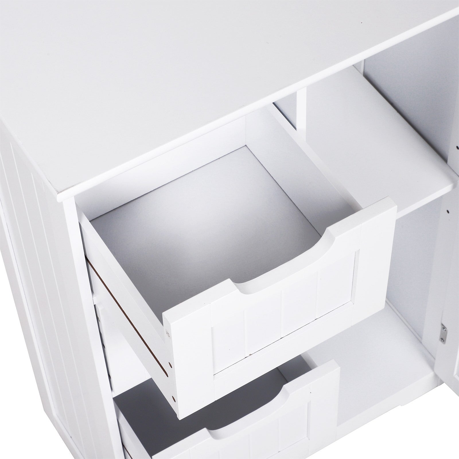 Easycomfort Mobile da Bagno with 4 Cassetti e 1 Armadietto Ripiano Regolabile a 3 Altezze Vernice Ecologica Anti-Ribaltamento in MDF white 56x30x83cm