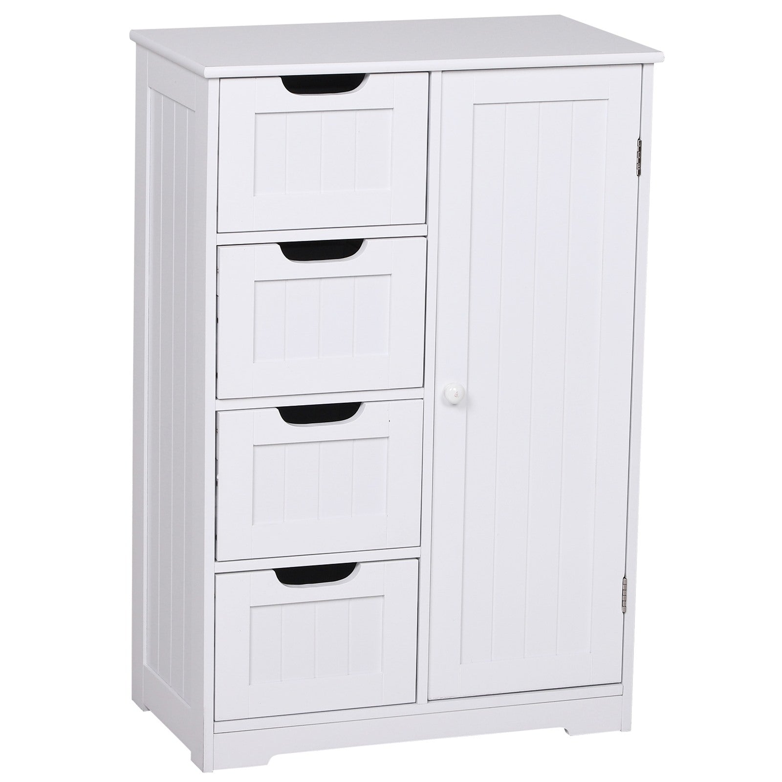 Easycomfort Mobile da Bagno with 4 Cassetti e 1 Armadietto Ripiano Regolabile a 3 Altezze Vernice Ecologica Anti-Ribaltamento in MDF white 56x30x83cm