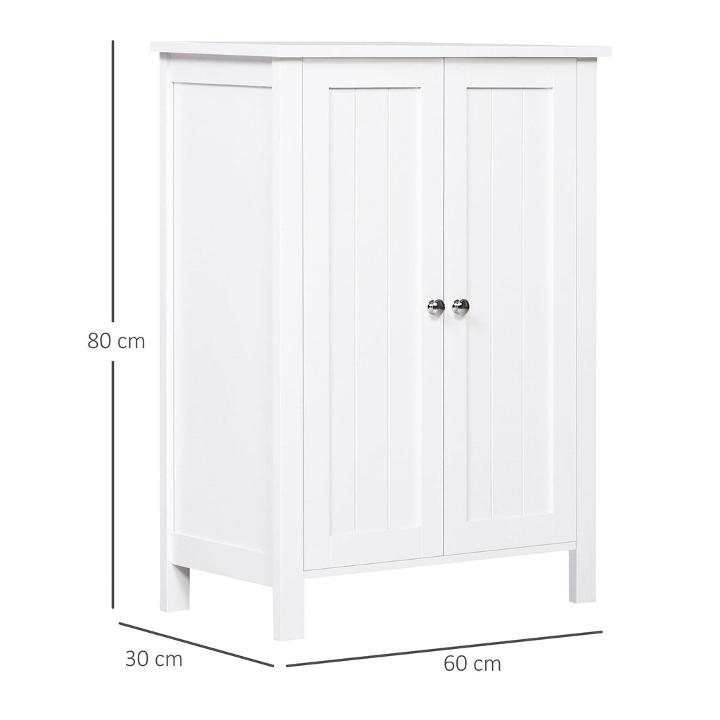 EasyComfort Mobiletto da Bagno, Mobiletto Multiuso Salvaspazio with Armadietto 2 Ripiani 2 Ante Maniglie in MDF 60 x 30 x 80cm white