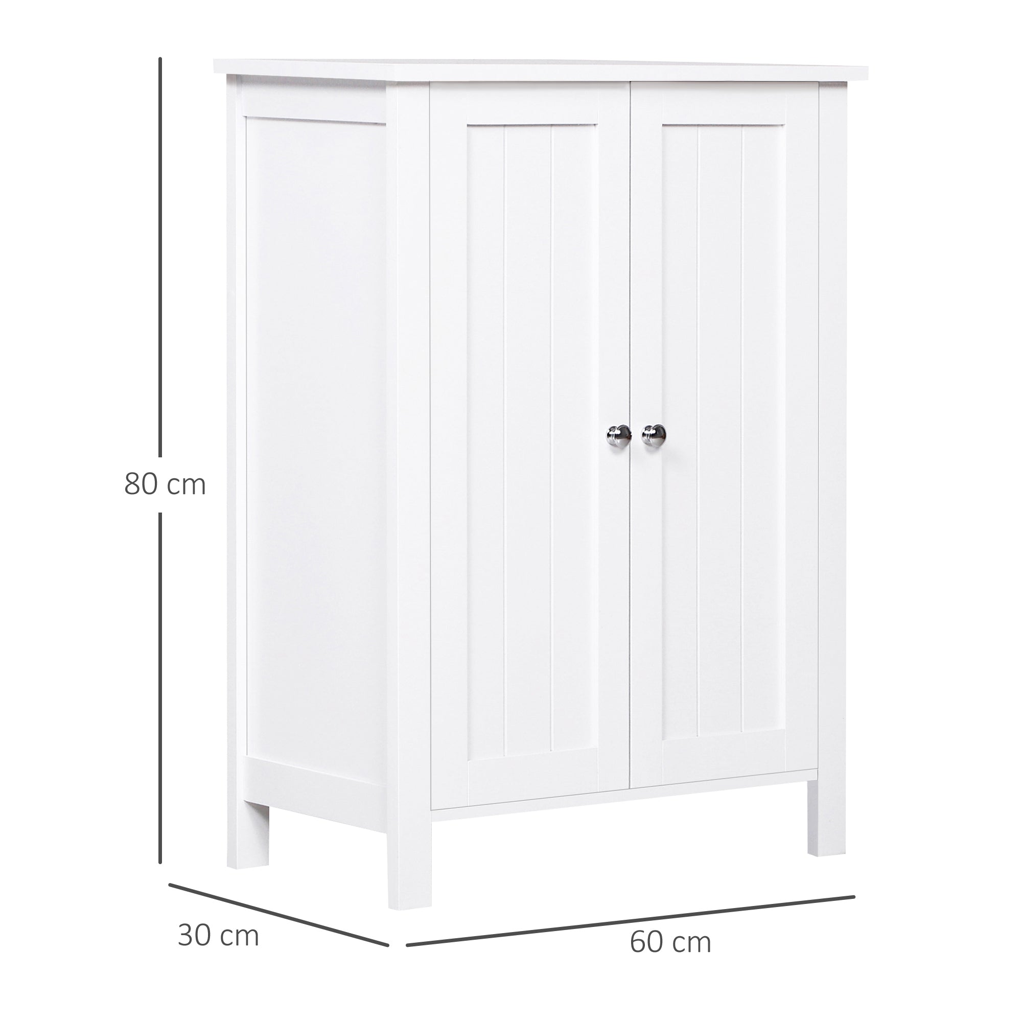EasyComfort Mobiletto da Bagno, Mobiletto Multiuso Salvaspazio with Armadietto 2 Ripiani 2 Ante Maniglie in MDF 60 x 30 x 80cm white