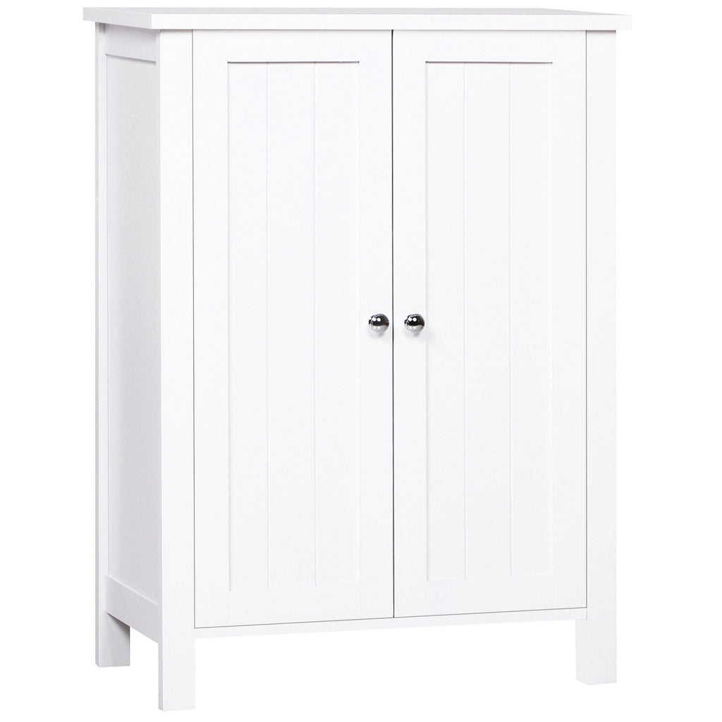 EasyComfort Mobiletto da Bagno, Mobiletto Multiuso Salvaspazio with Armadietto 2 Ripiani 2 Ante Maniglie in MDF 60 x 30 x 80cm white