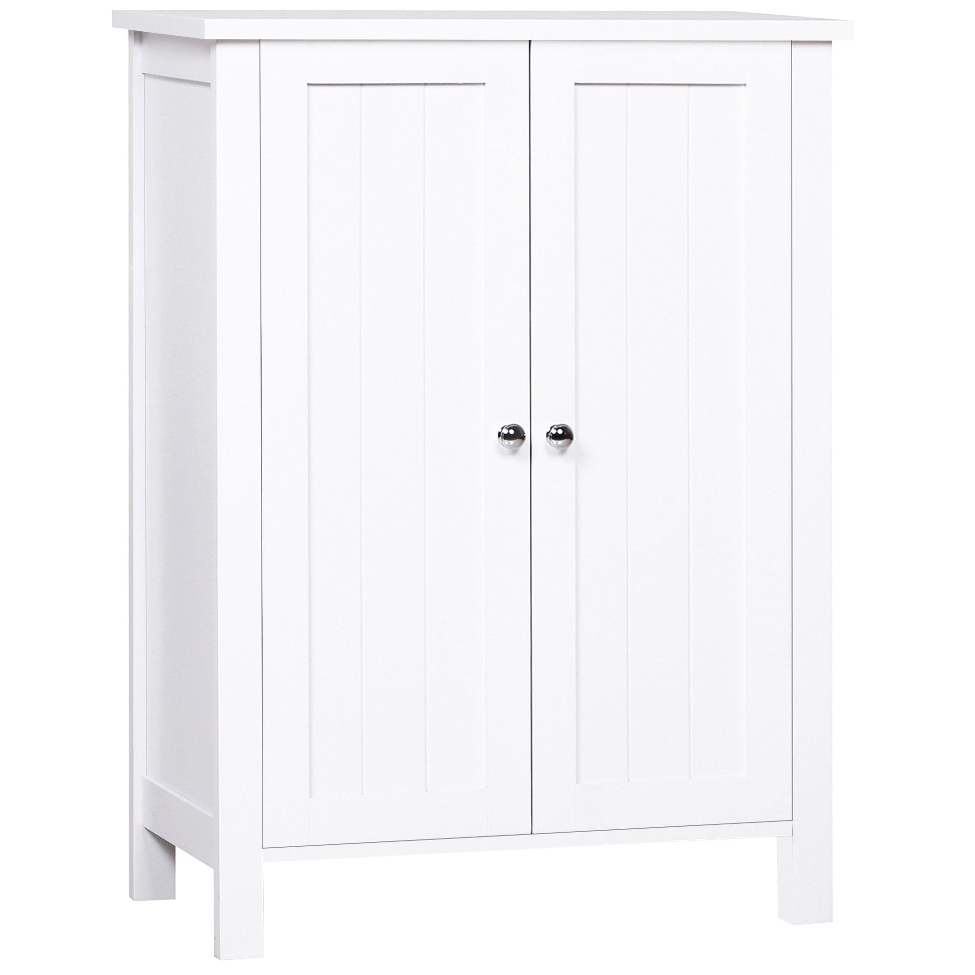 EasyComfort Mobiletto da Bagno, Mobiletto Multiuso Salvaspazio with Armadietto 2 Ripiani 2 Ante Maniglie in MDF 60 x 30 x 80cm white