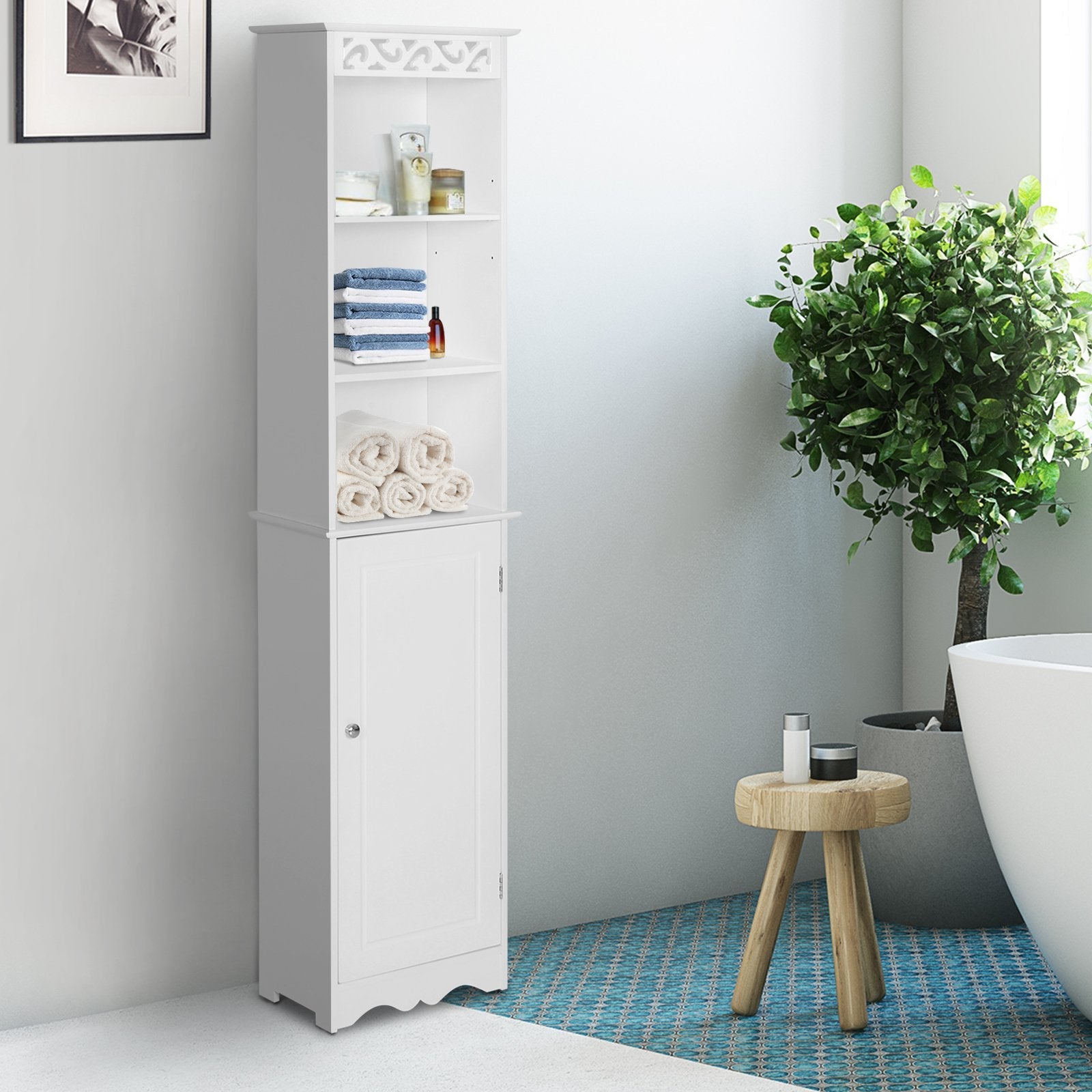 EasyComfort 834-198 badkamerkast toren MDF wit 40x23x160 cm