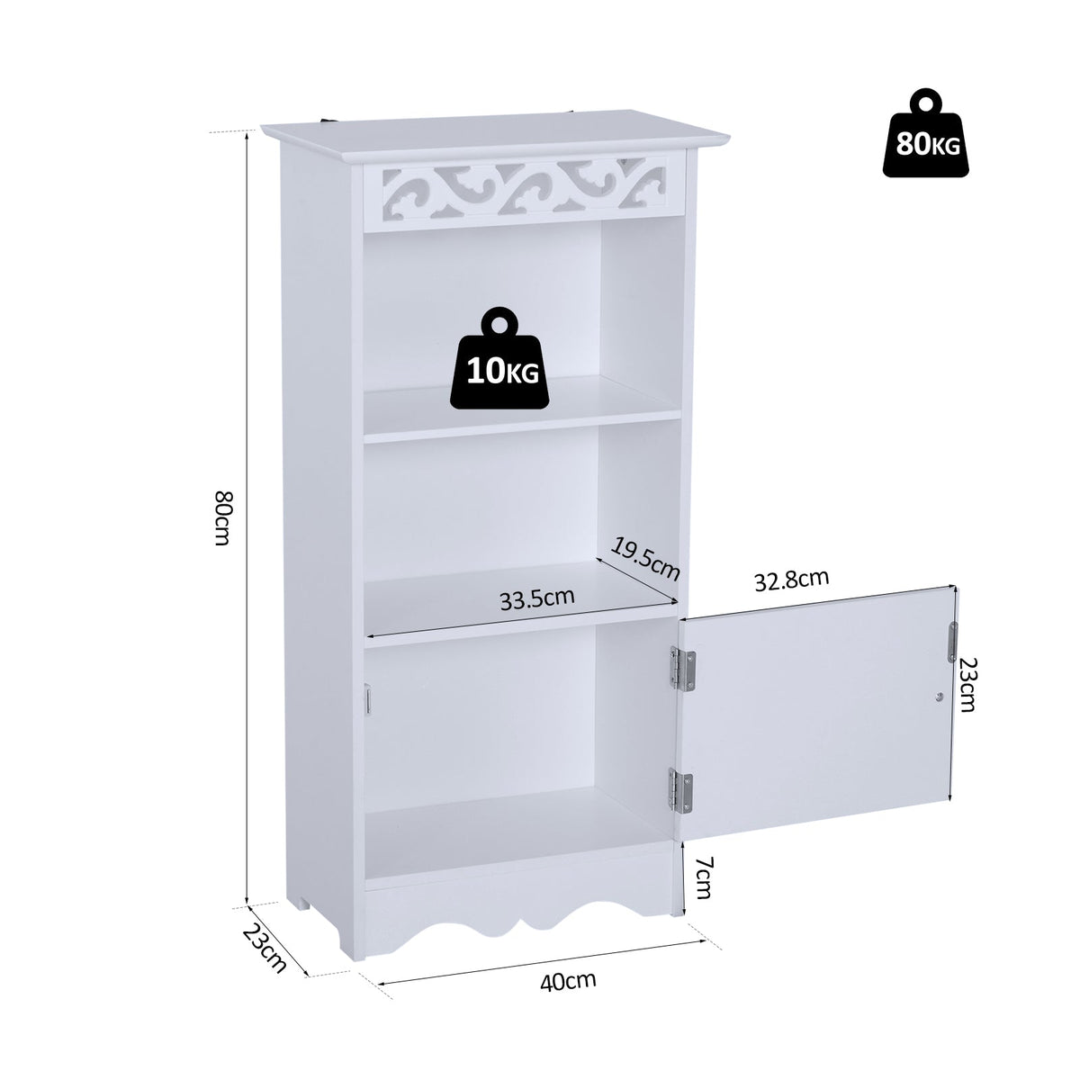 EasyComfort staande badkamerkast MDF 40 x 23 x 80 cm - wit