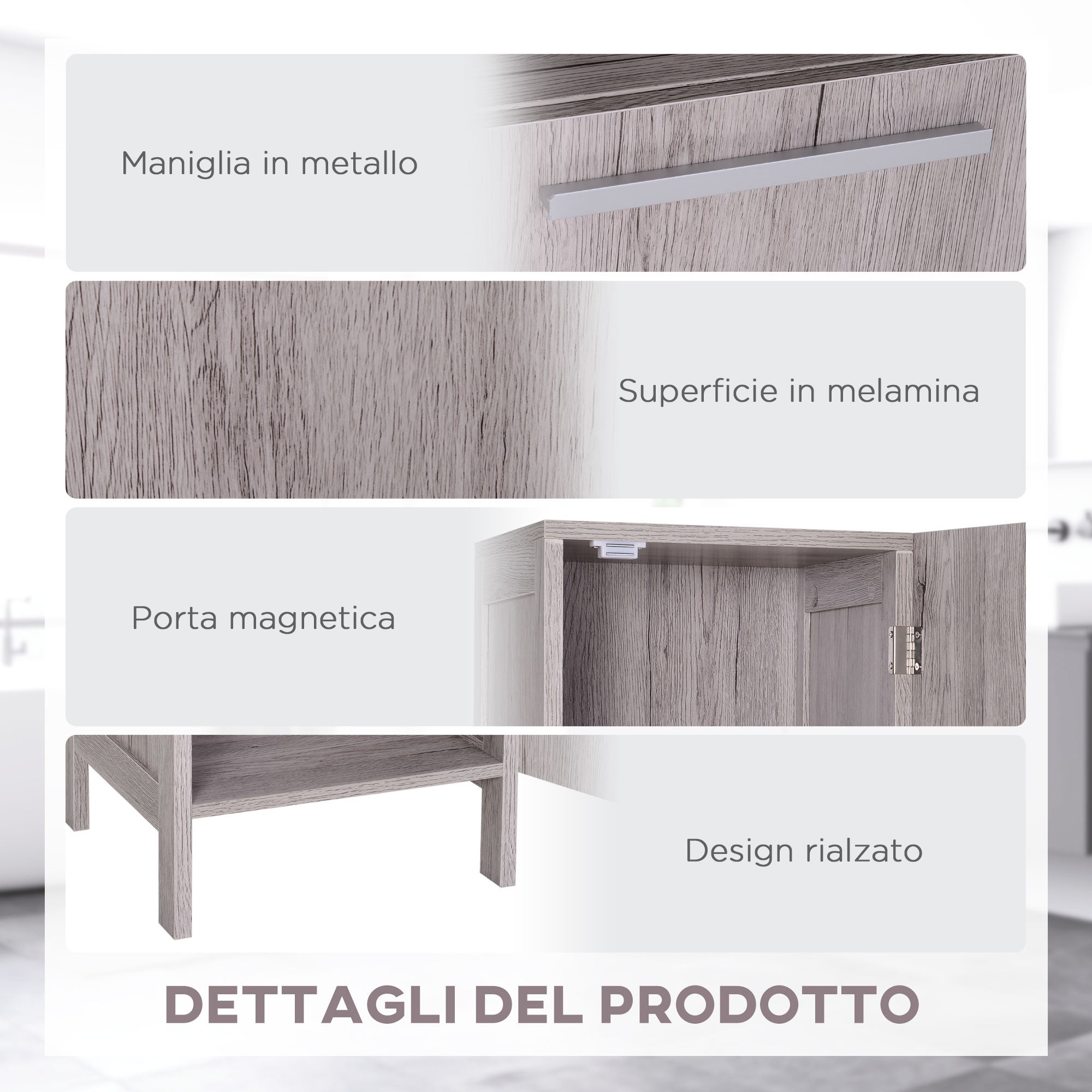 Easycomfort Colonna Bagno in MDF with 2 Armadietti e 2 Ripiani Aperti, 30x32x172.5 cm, color Legno