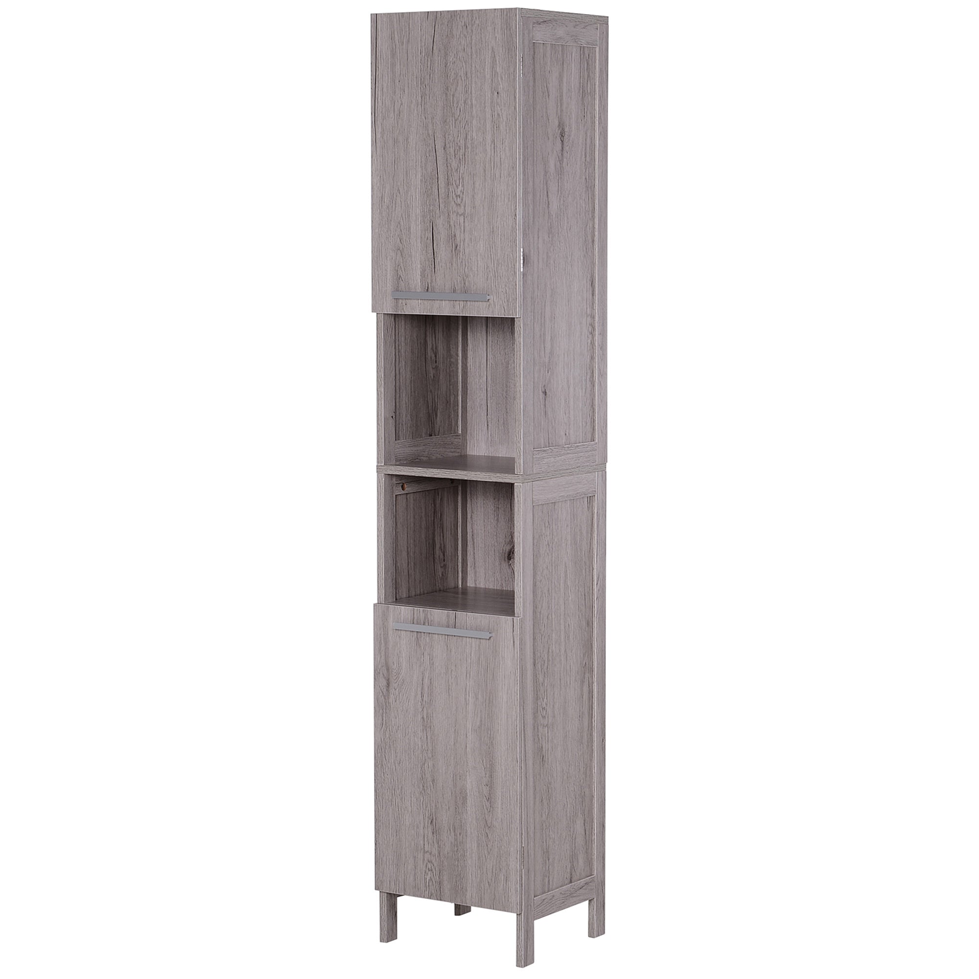 Easycomfort Colonna Bagno in MDF with 2 Armadietti e 2 Ripiani Aperti, 30x32x172.5 cm, color Legno
