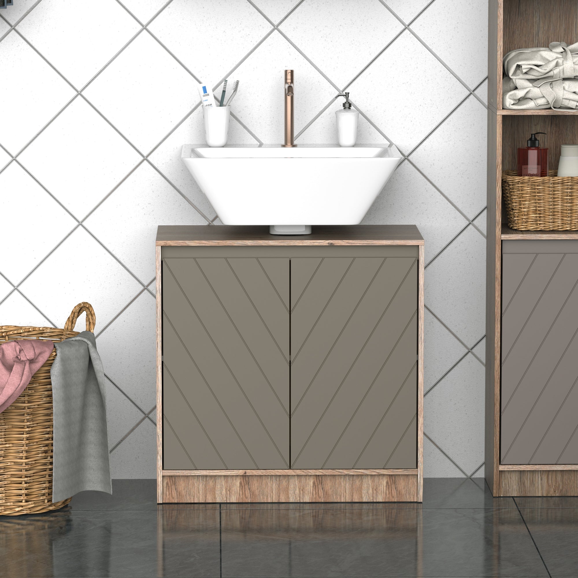 EasyComfort onderkast voor wastafel MDF met 2 deuren 60 x 30 x 60 cm