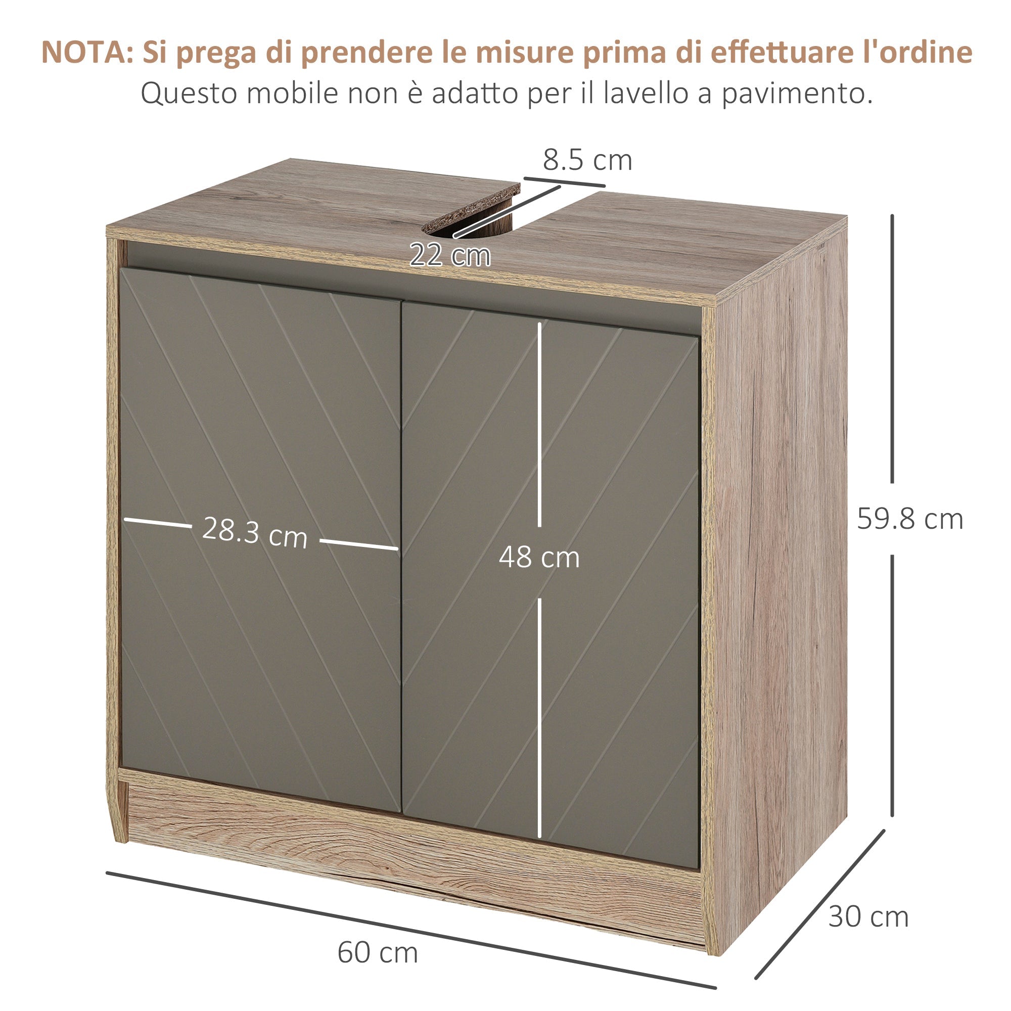 EasyComfort onderkast voor wastafel MDF met 2 deuren 60 x 30 x 60 cm