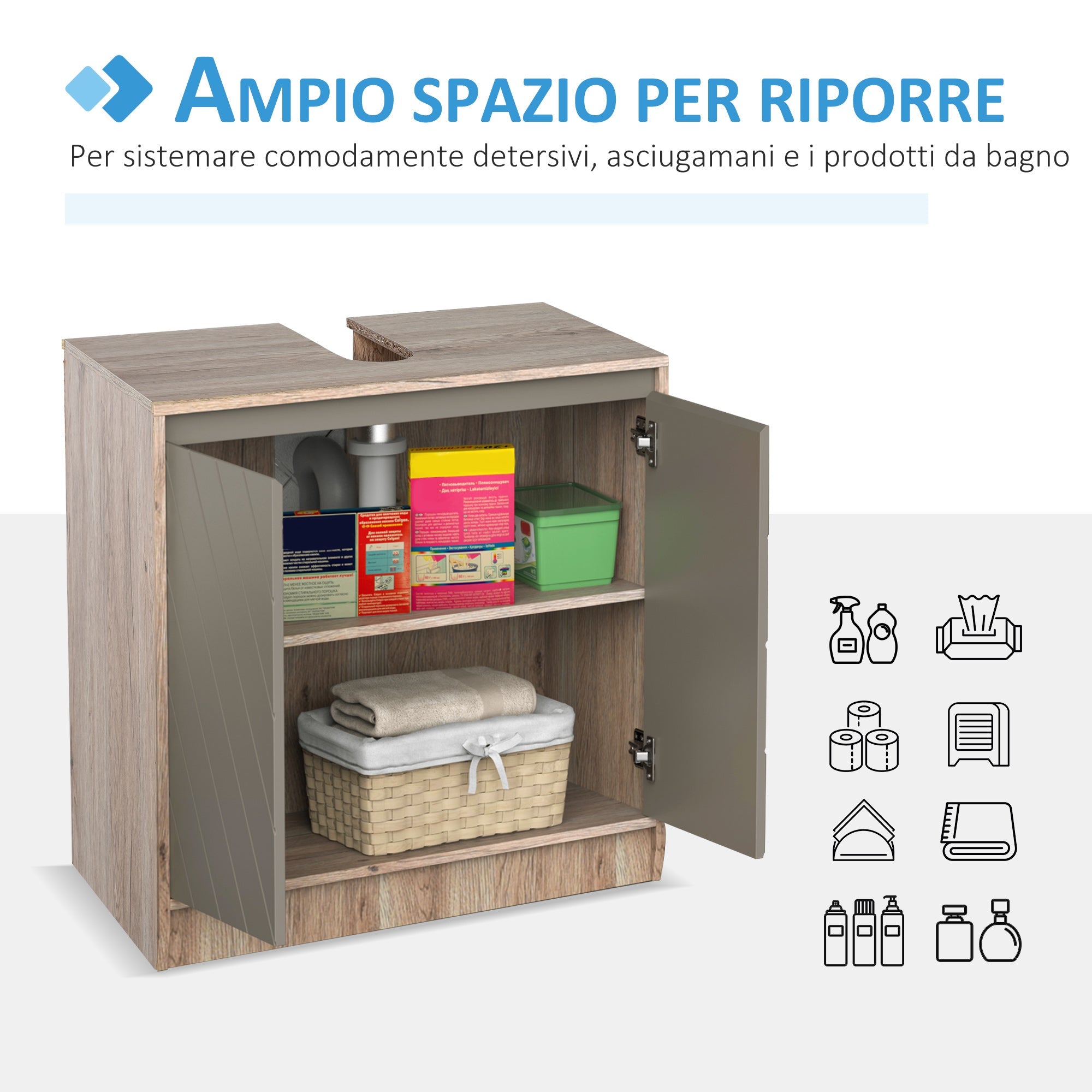 EasyComfort onderkast voor wastafel MDF met 2 deuren 60 x 30 x 60 cm