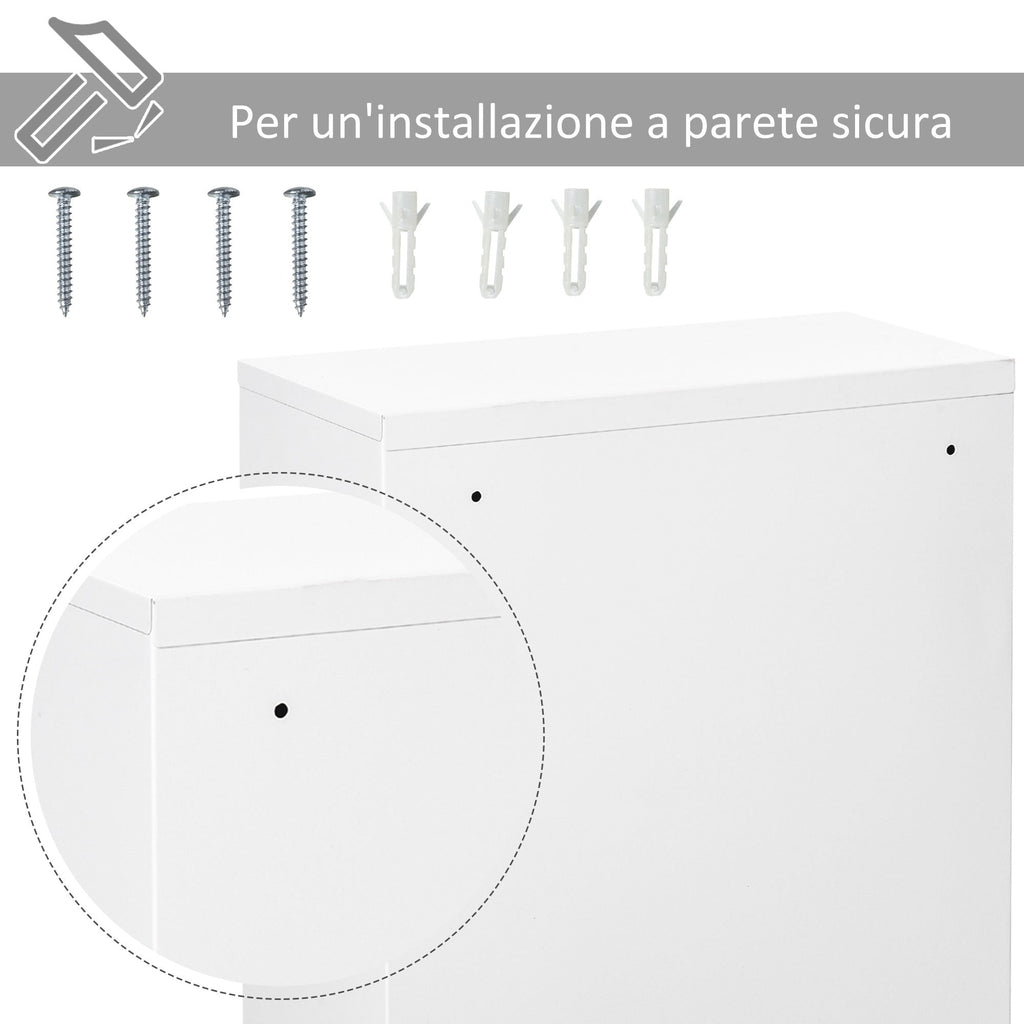 Easycomfort Armadietto Medicinali a 3 Livelli in Acciaio with 2 Chiavi e Montaggio wall-mounted, 40x18x60 cm, white