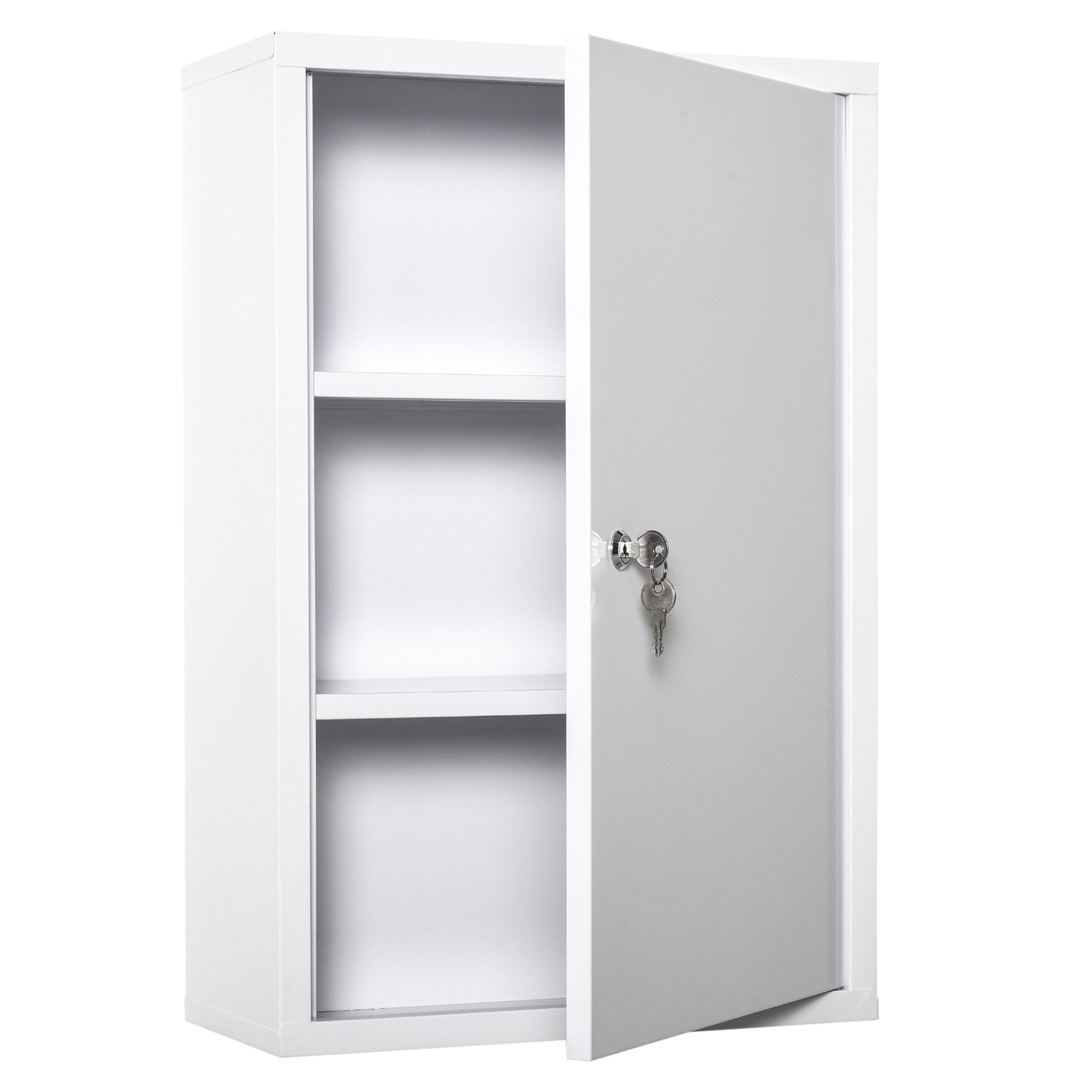Easycomfort Armadietto Medicinali a 3 Livelli in Acciaio with 2 Chiavi e Montaggio wall-mounted, 40x18x60 cm, white
