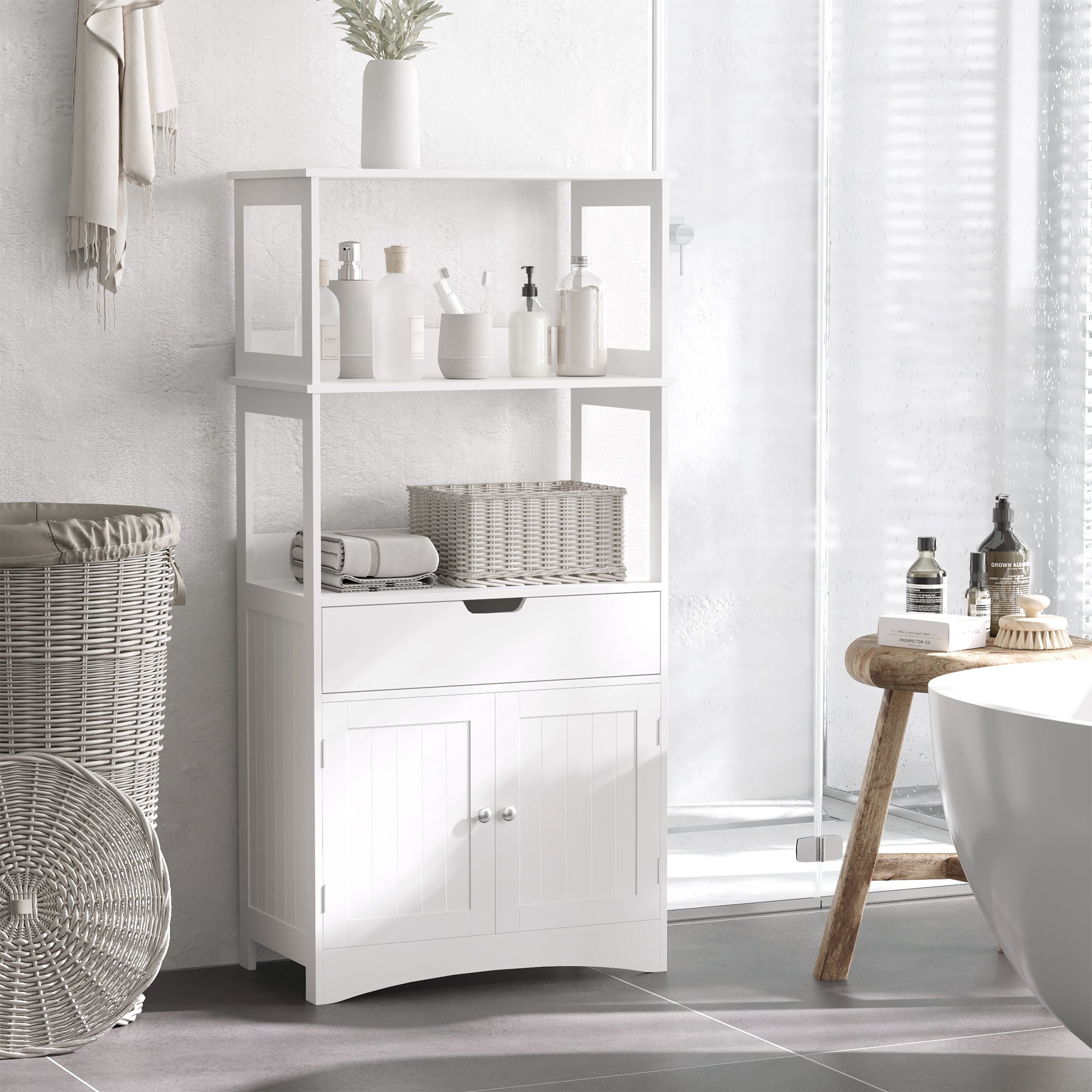EasyComfort badkamerkast met lade en leLPGanken 60x33x122,5 cm