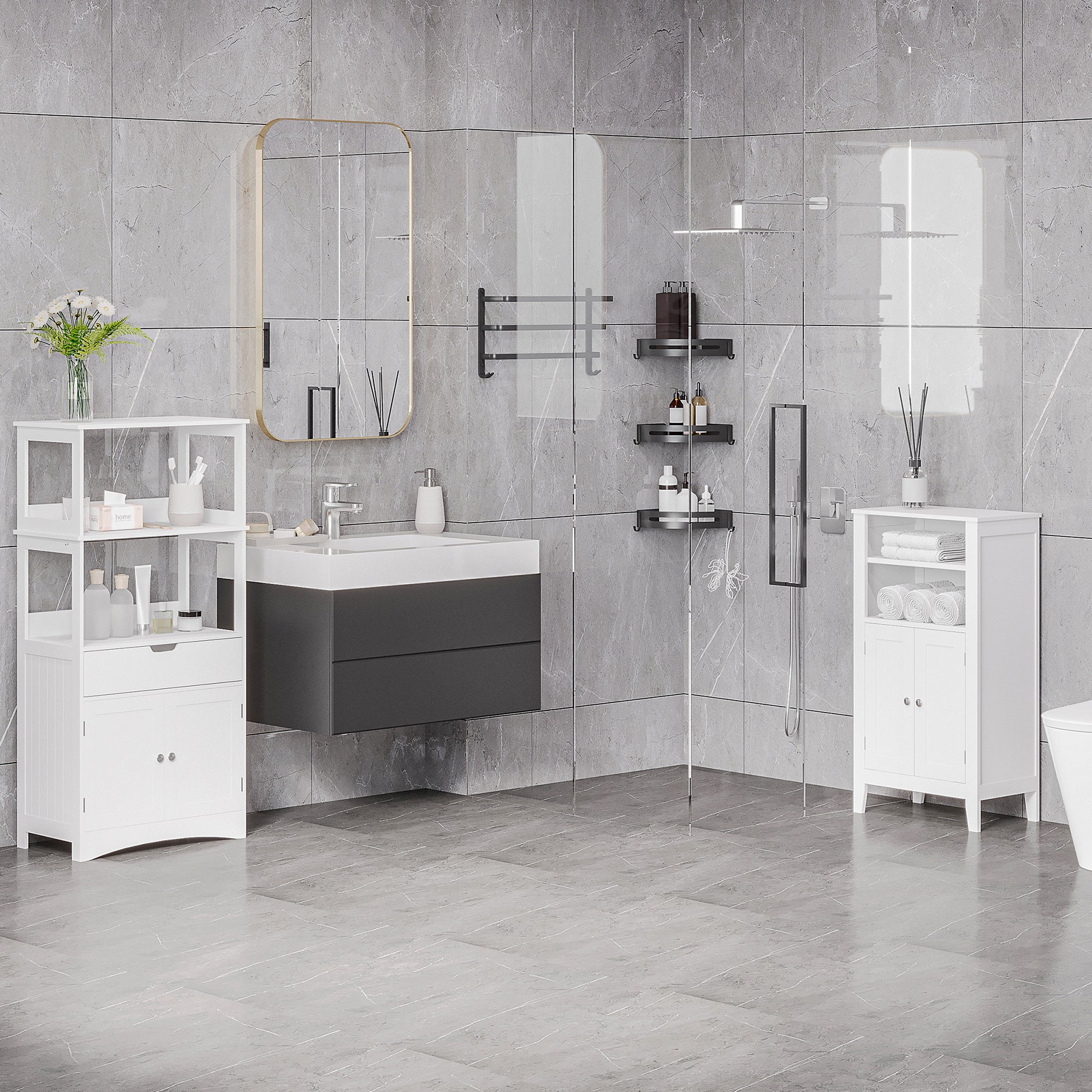 EasyComfort badkamerkast met lade en leLPGanken 60x33x122,5 cm