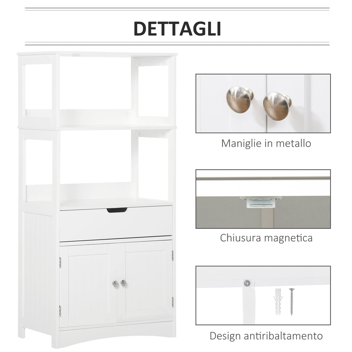EasyComfort badkamerkast met lade en leLPGanken 60x33x122,5 cm