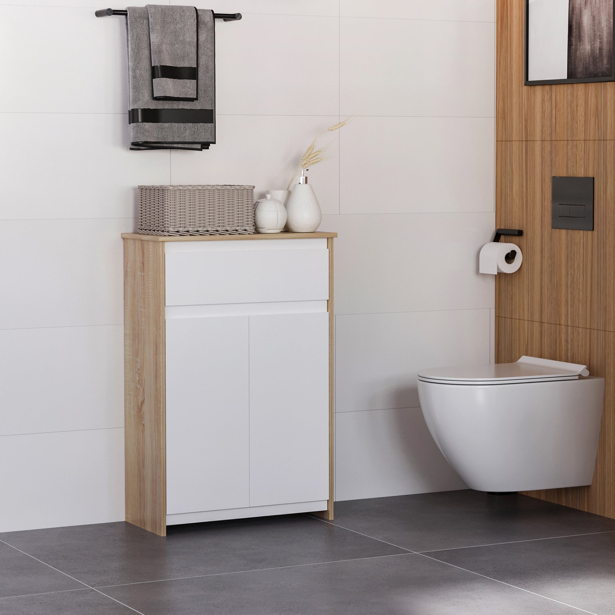 EasyComfort badkamerkast 60x30x90 cm met lade en kastje