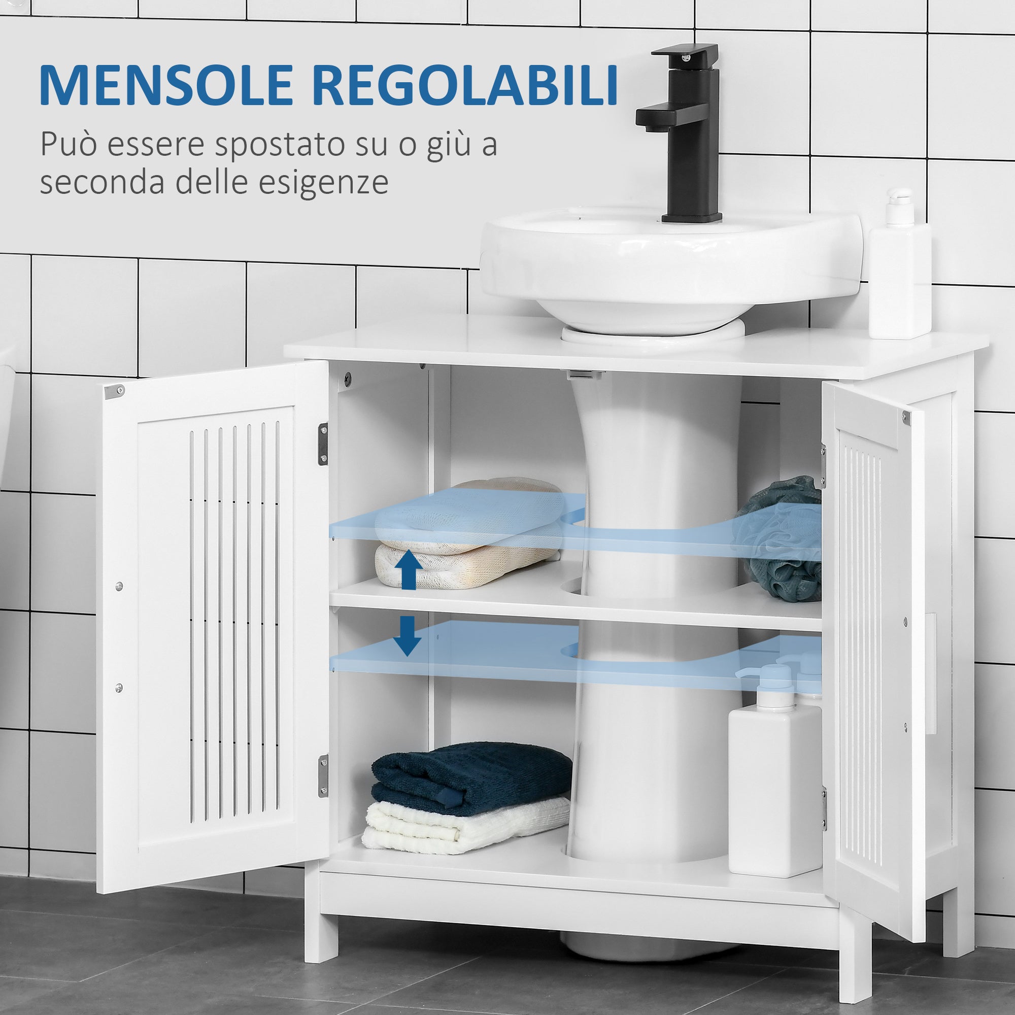 EasyComfort wastafelonderkast 2-deurs MDF 60x30x60 cm wit