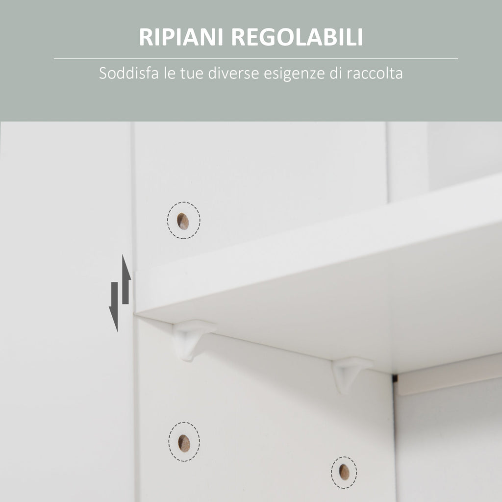 Easycomfort Armadietto Specchiera Pensile da Bagno in Legno with Mensole Regolabili, Mobile Bagno a 2 Ante e Ripiano Aperto, 54x15.2x55.3cm, white