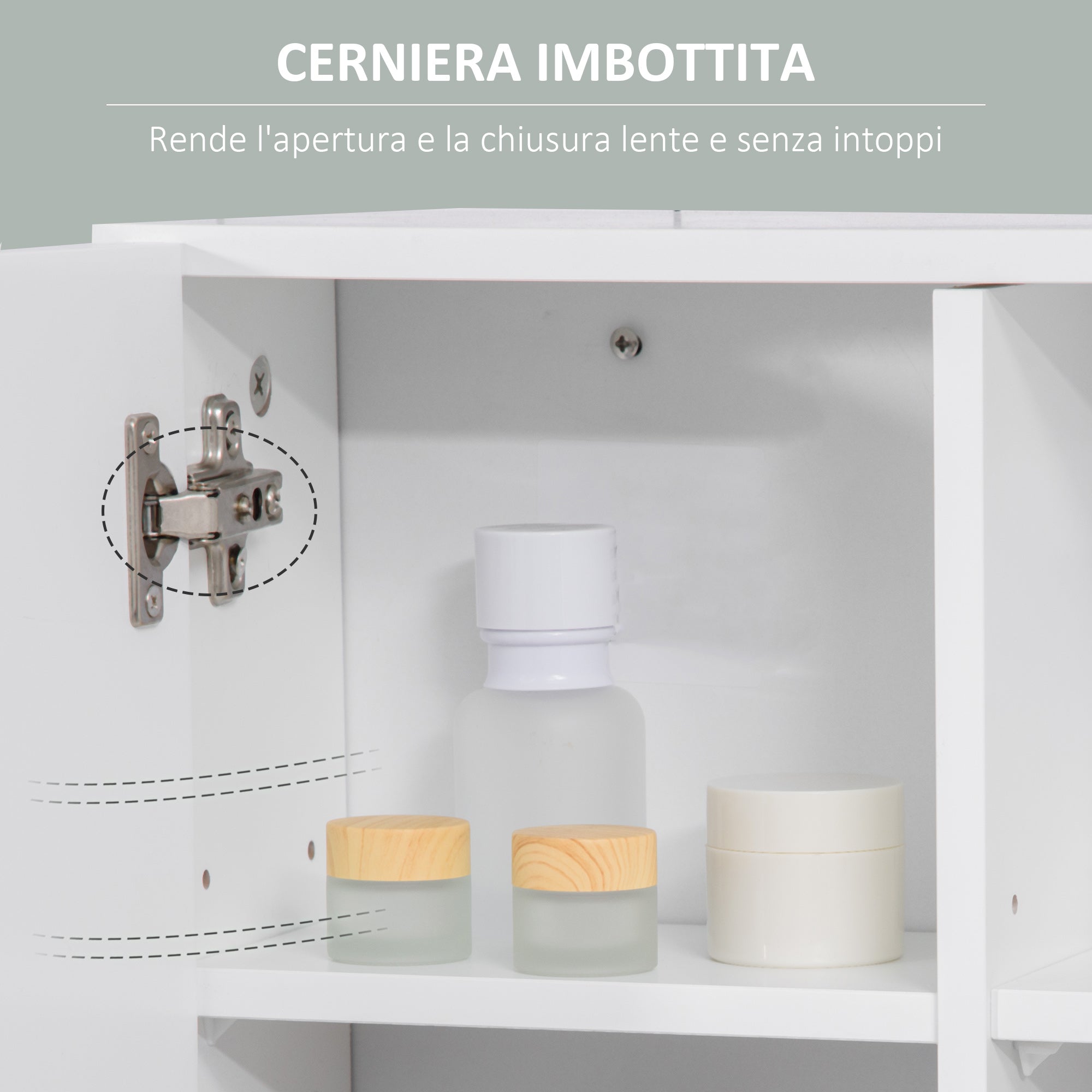 Easycomfort Armadietto Specchiera Pensile da Bagno in Legno with Mensole Regolabili, Mobile Bagno a 2 Ante e Ripiano Aperto, 54x15.2x55.3cm, white