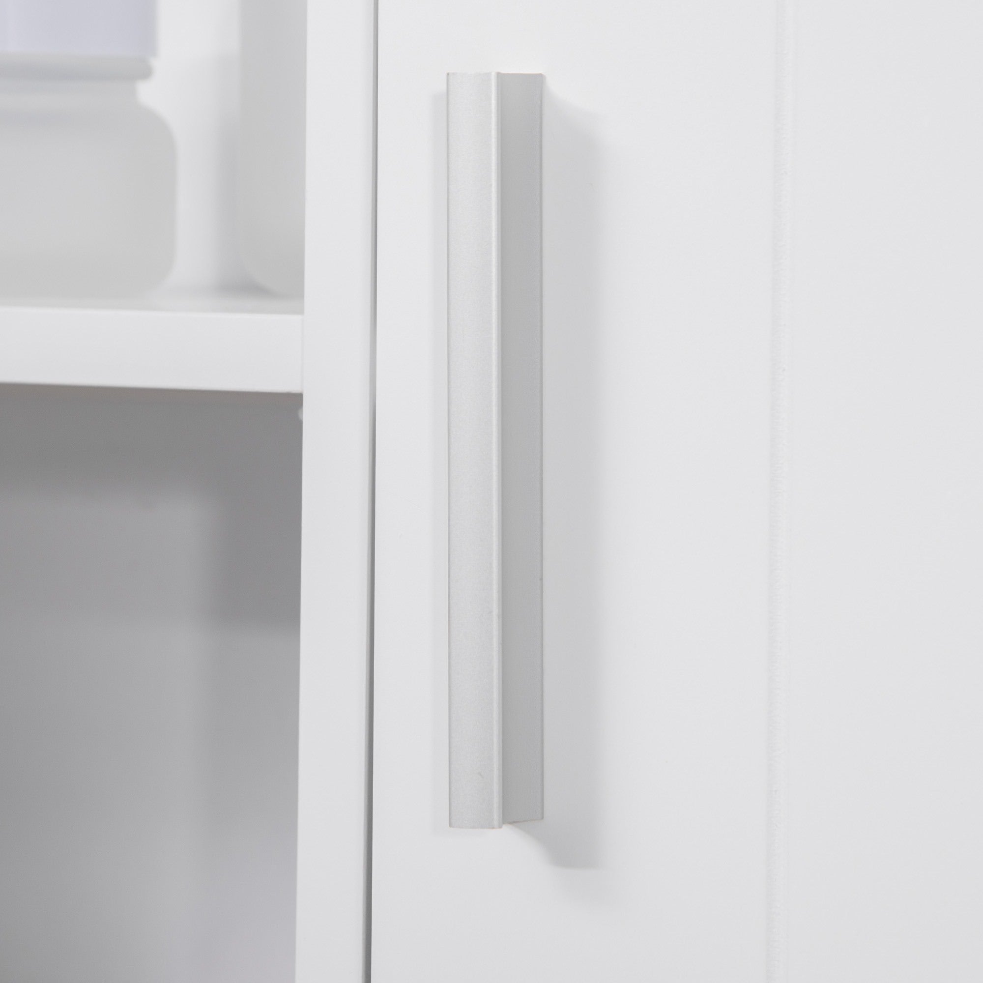 Easycomfort Armadietto Specchiera Pensile da Bagno in Legno with Mensole Regolabili, Mobile Bagno a 2 Ante e Ripiano Aperto, 54x15.2x55.3cm, white