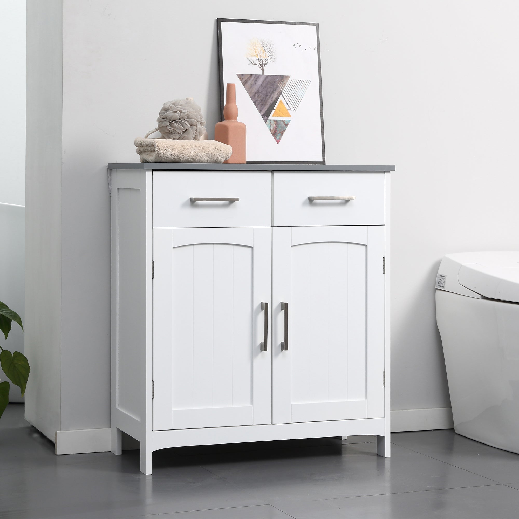 EasyComfort badkamerkast met 2 deuren en 2 lades, MDF, 68x33x76 cm