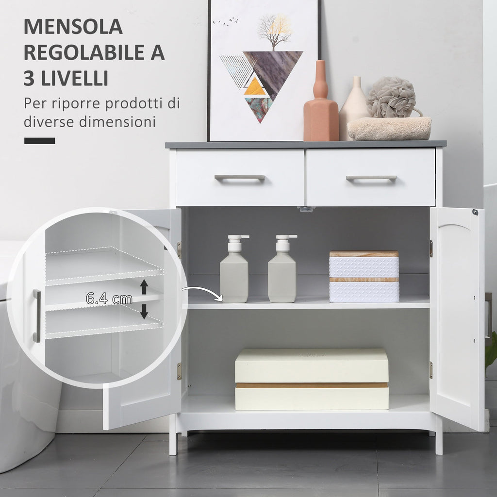 EasyComfort badkamerkast met 2 deuren en 2 lades, MDF, 68x33x76 cm